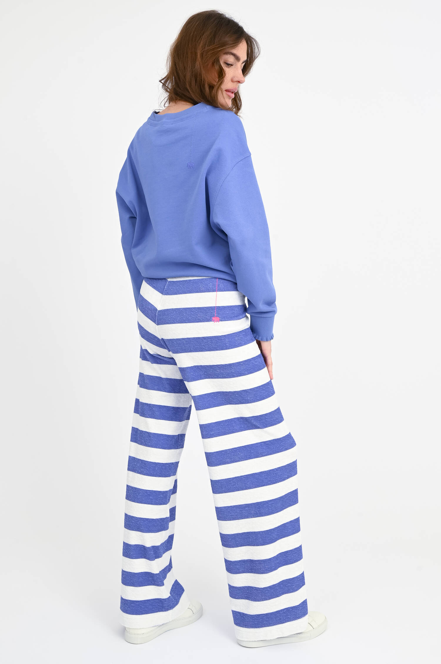 Gestreifte Frottee-Hose ELENYA in Weiß/Lila