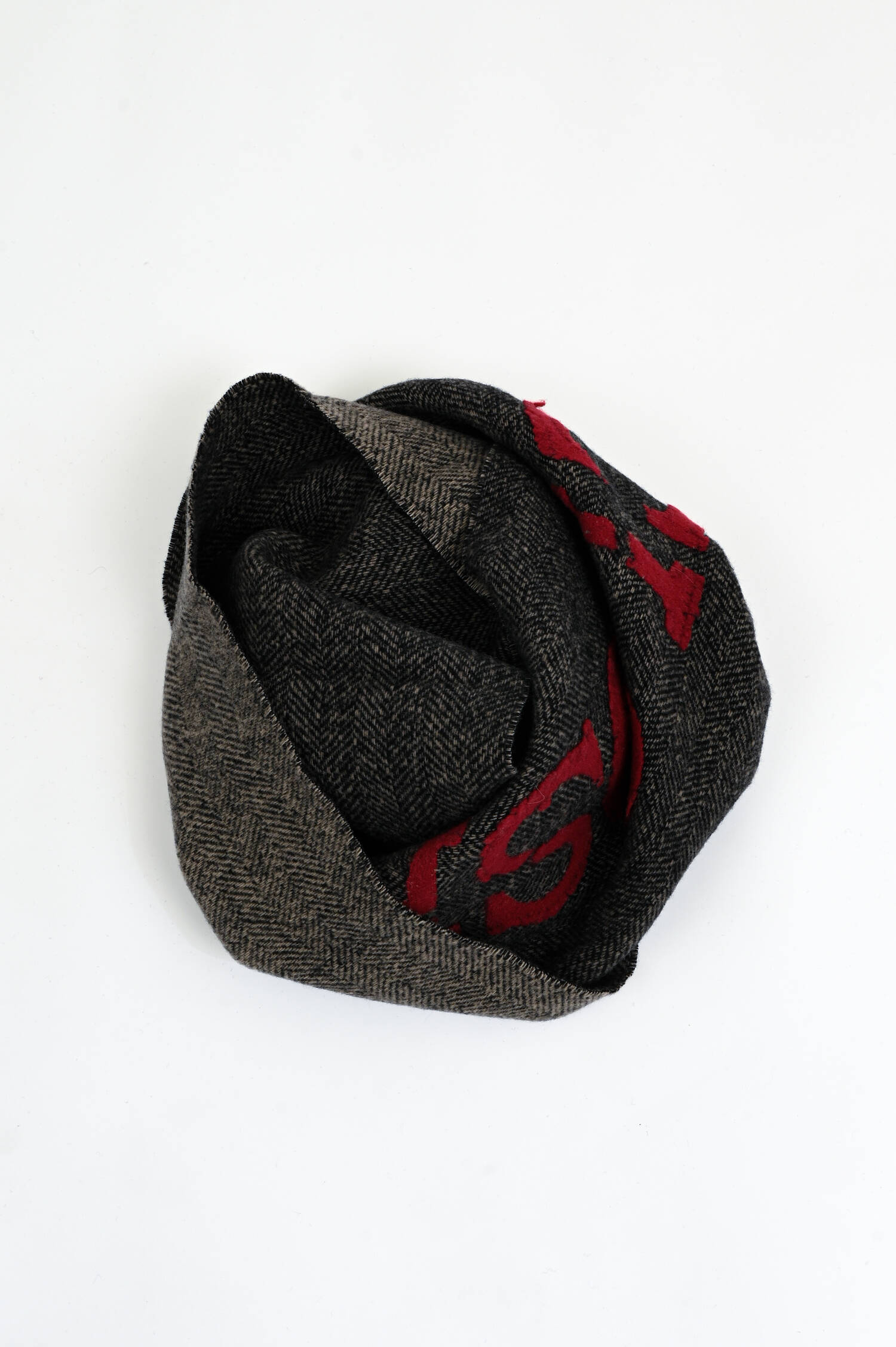 Wollschal mit Logo-Print in Braun/Rot