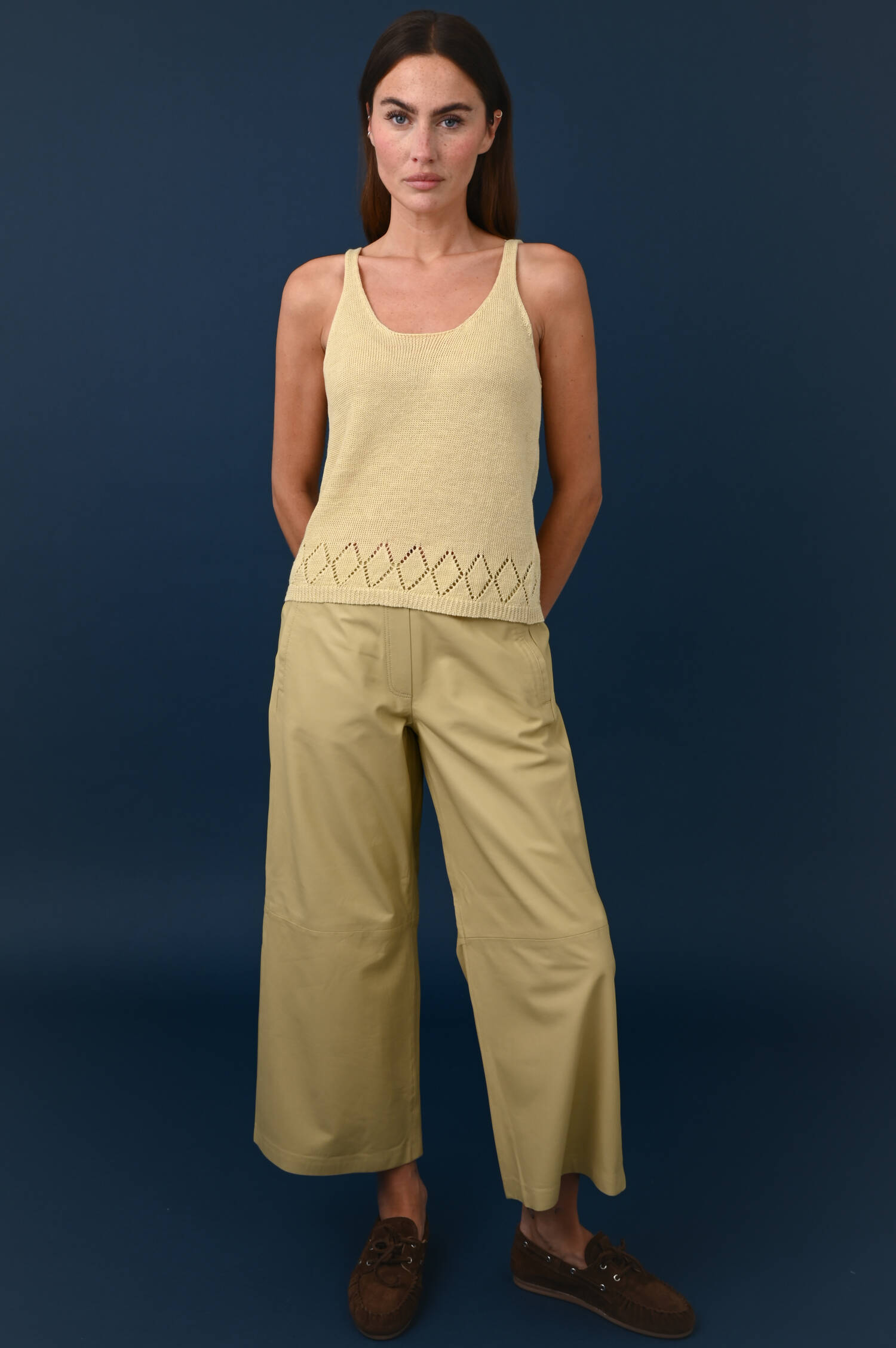 Feinstrick Top aus Leinen in Pineapple