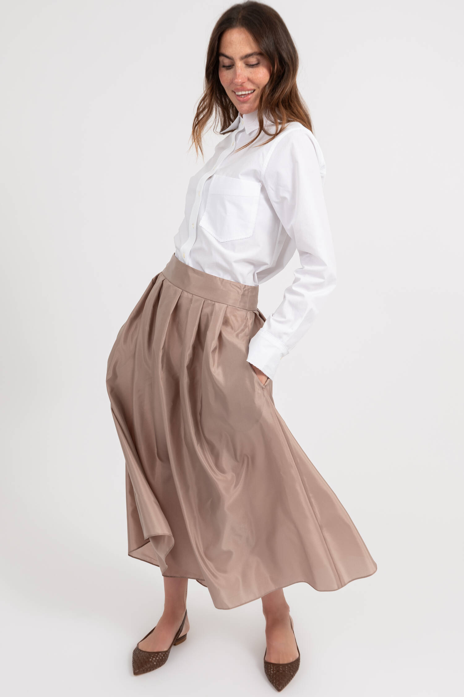 Satin-Rock EFFETTO in Taupe