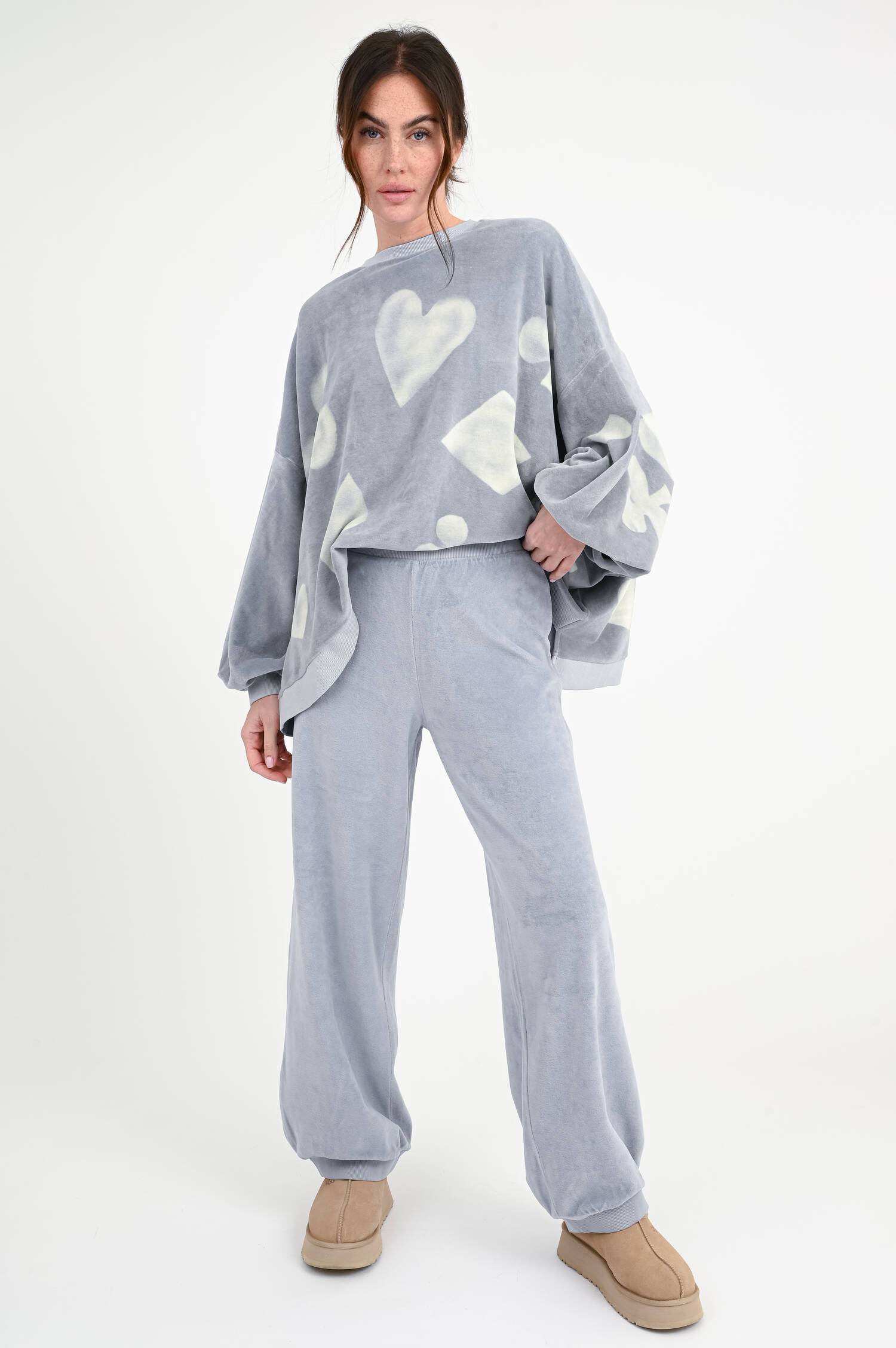 Velvet Sweatpants PERRY in Light Sky