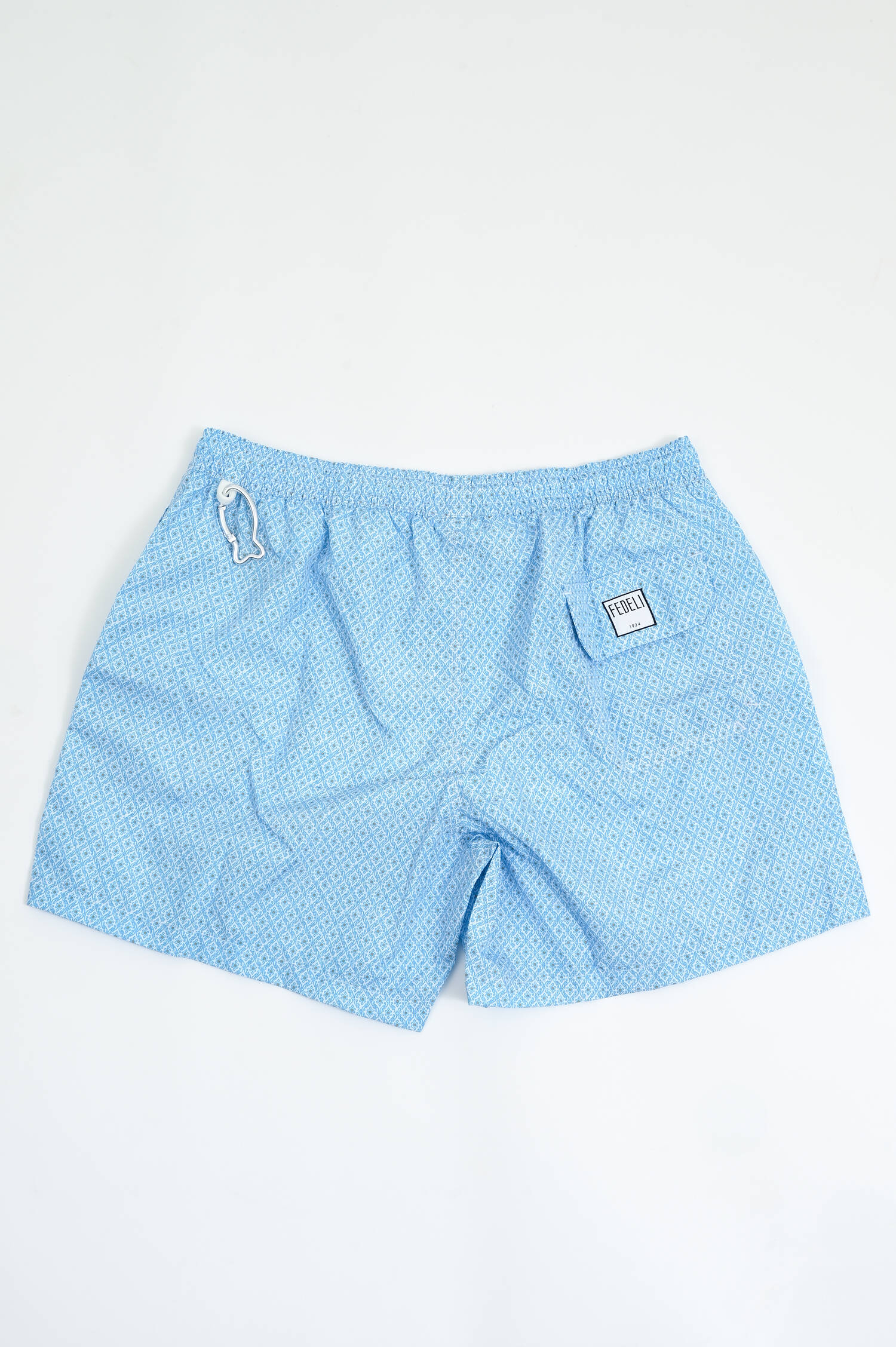 Badehose MADEIRA mit Mosaikmuster in Hellblau/Weiß