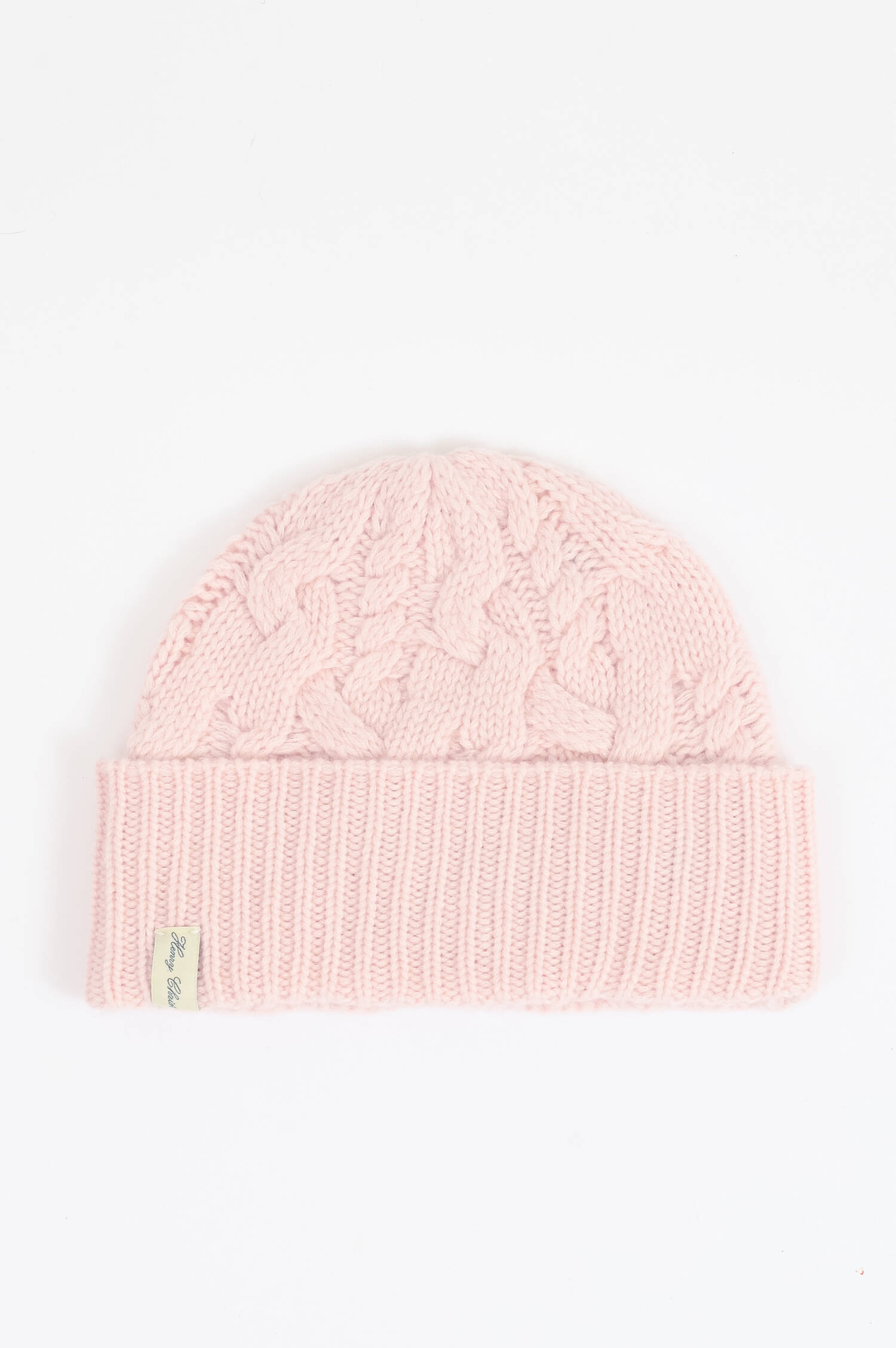 Cashmere Zopfstrickmütze in Rosa