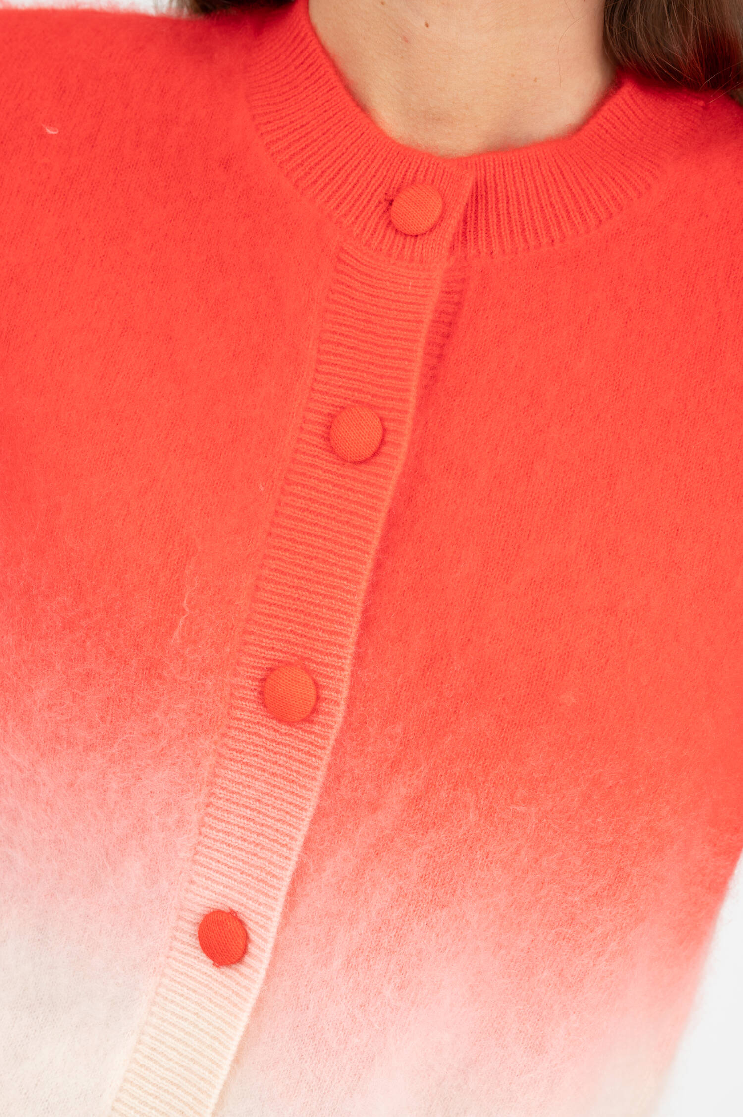 Cashmere-Wolle Cardigan in Rot/Weiß Cashmere-Wolle Cardigan in Rot/Weiß