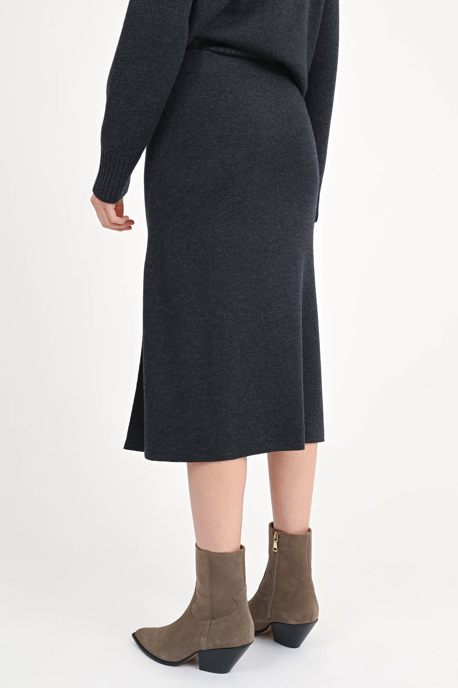 Midi-Rock mit Schlitz in Anthrazit