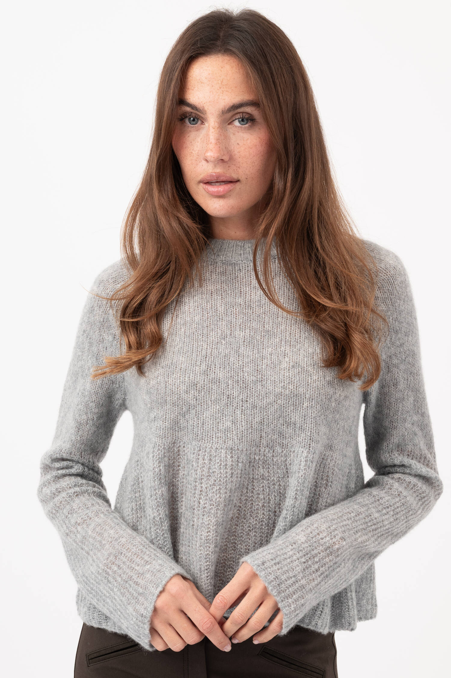 Cashmere-Seiden-Pullover PORTIA in Grau