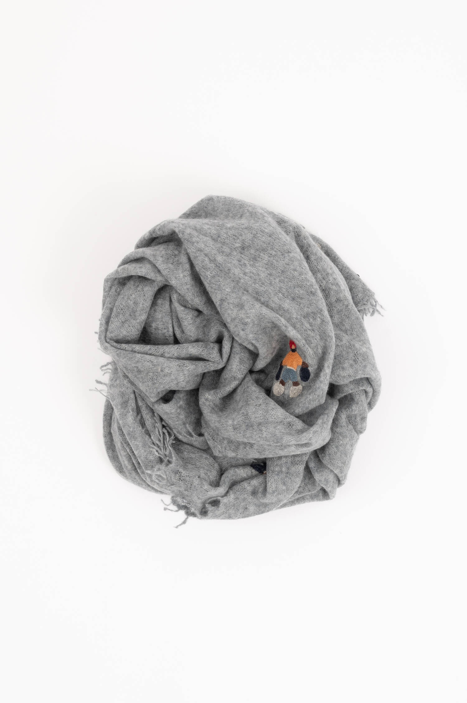 Cashmere Schal mit Ski-Motiv in Grau