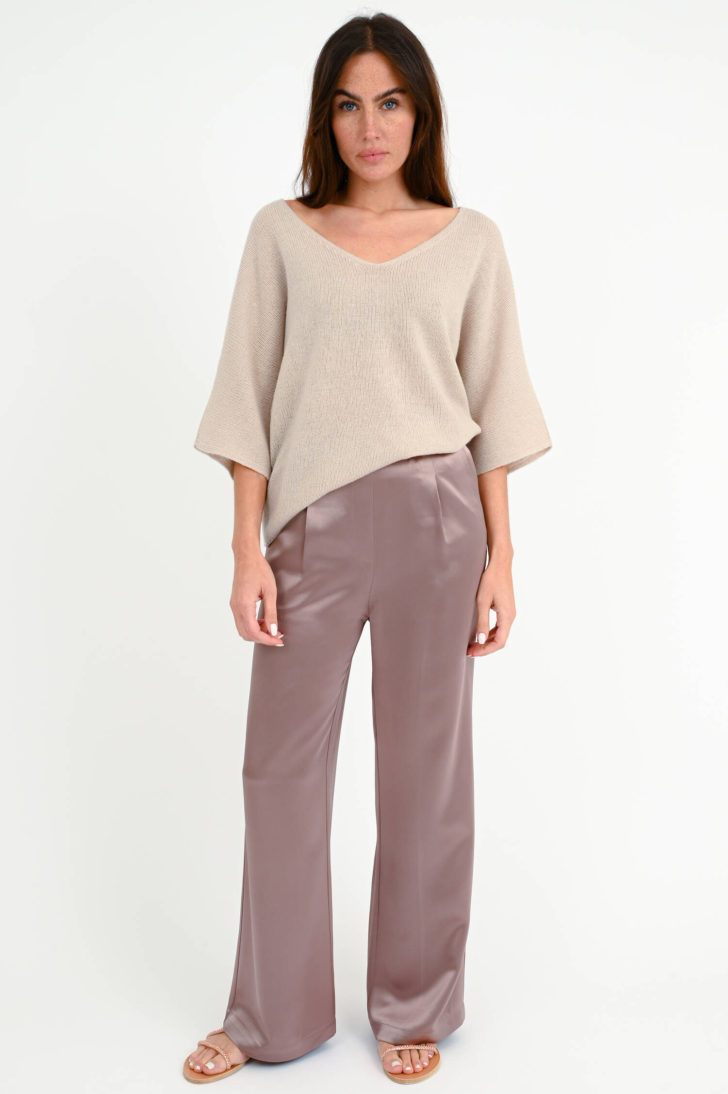 Palazzo Satin Hose in Altrosa