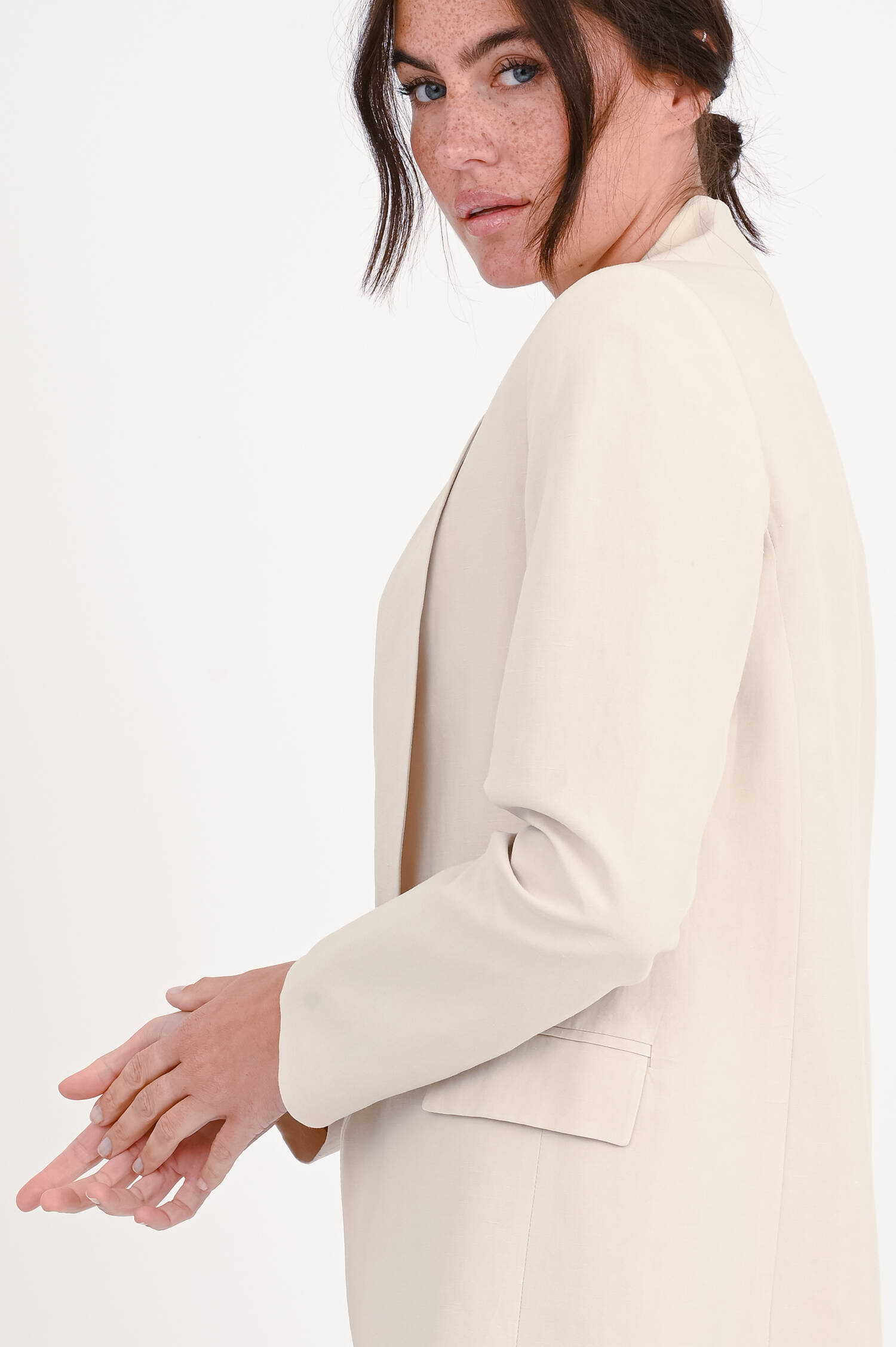 Oversize-Blazer mit Schalkragen in Natur