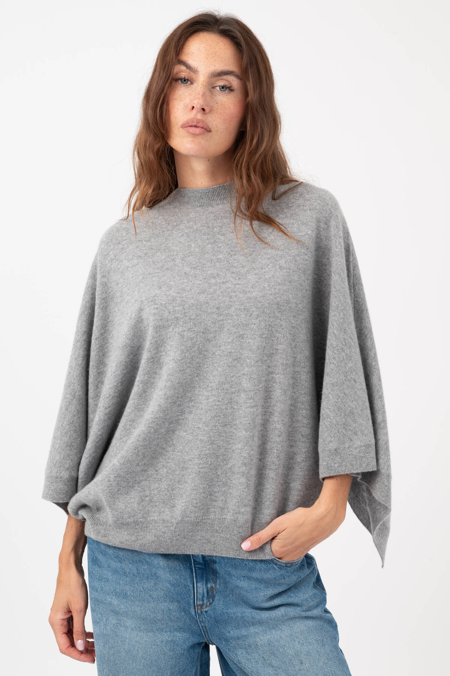 Cashmere Pullover KAJA in Grau meliert