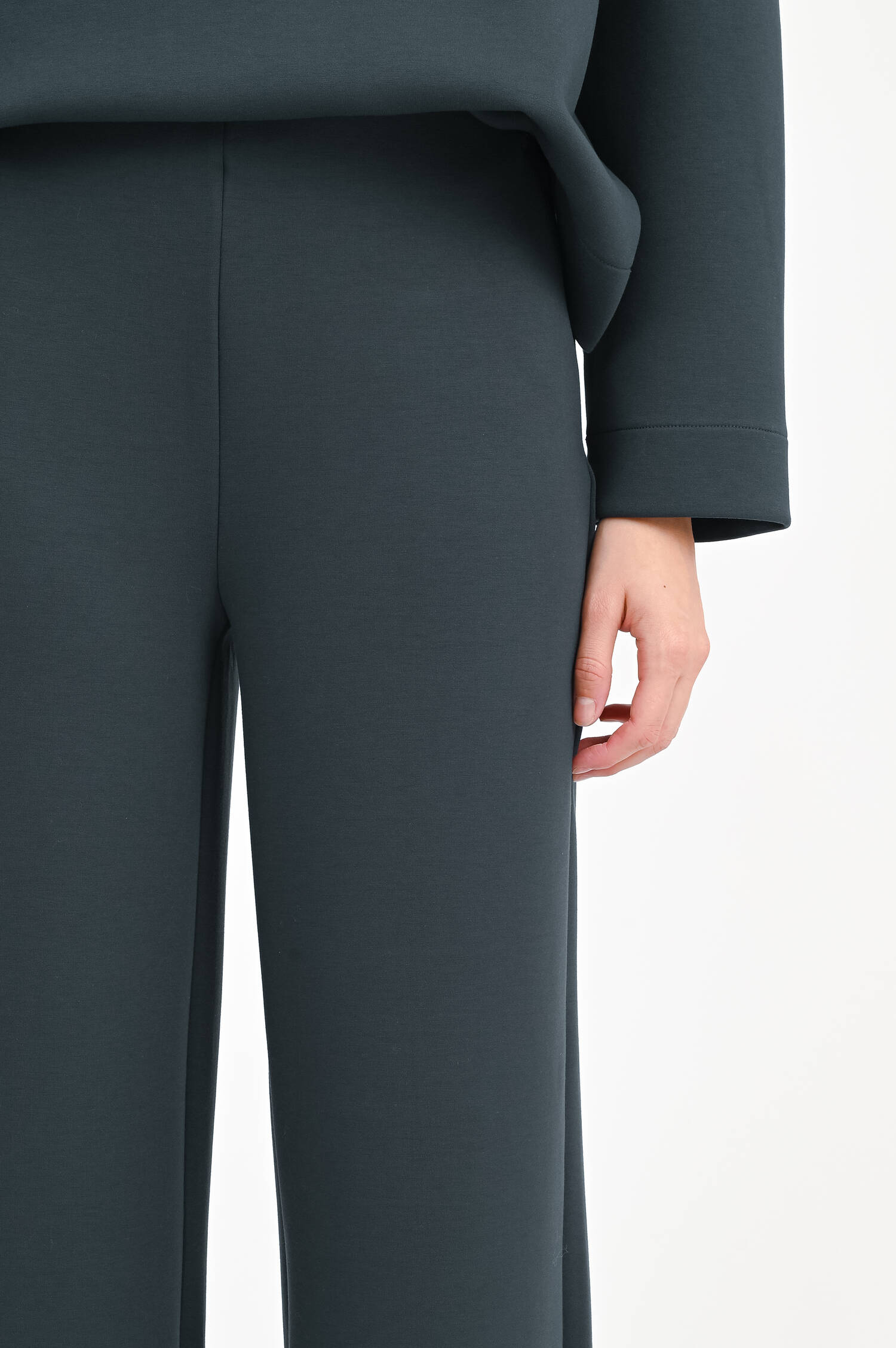 Wide-Leg-Hose in Graugrün