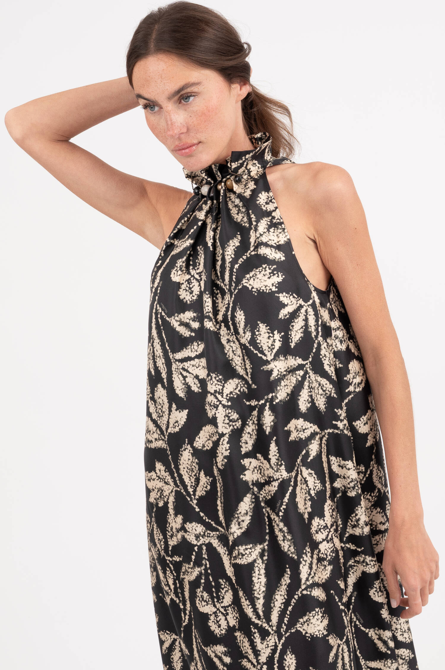 Bedrucktes Seidenkleid CARTONE in Schwarz