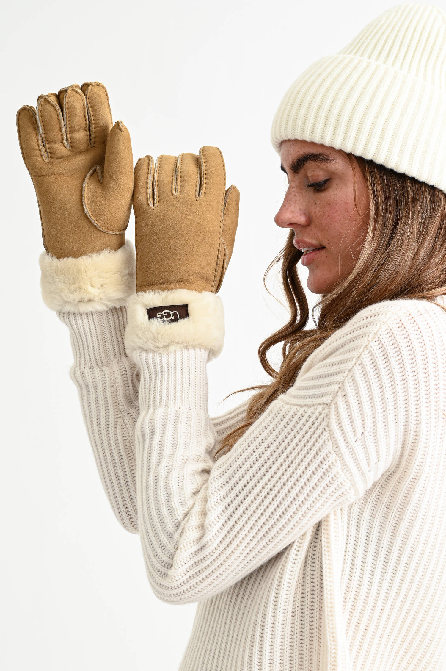 Lammfell Handschuhe TURN CUFF in Chestnut