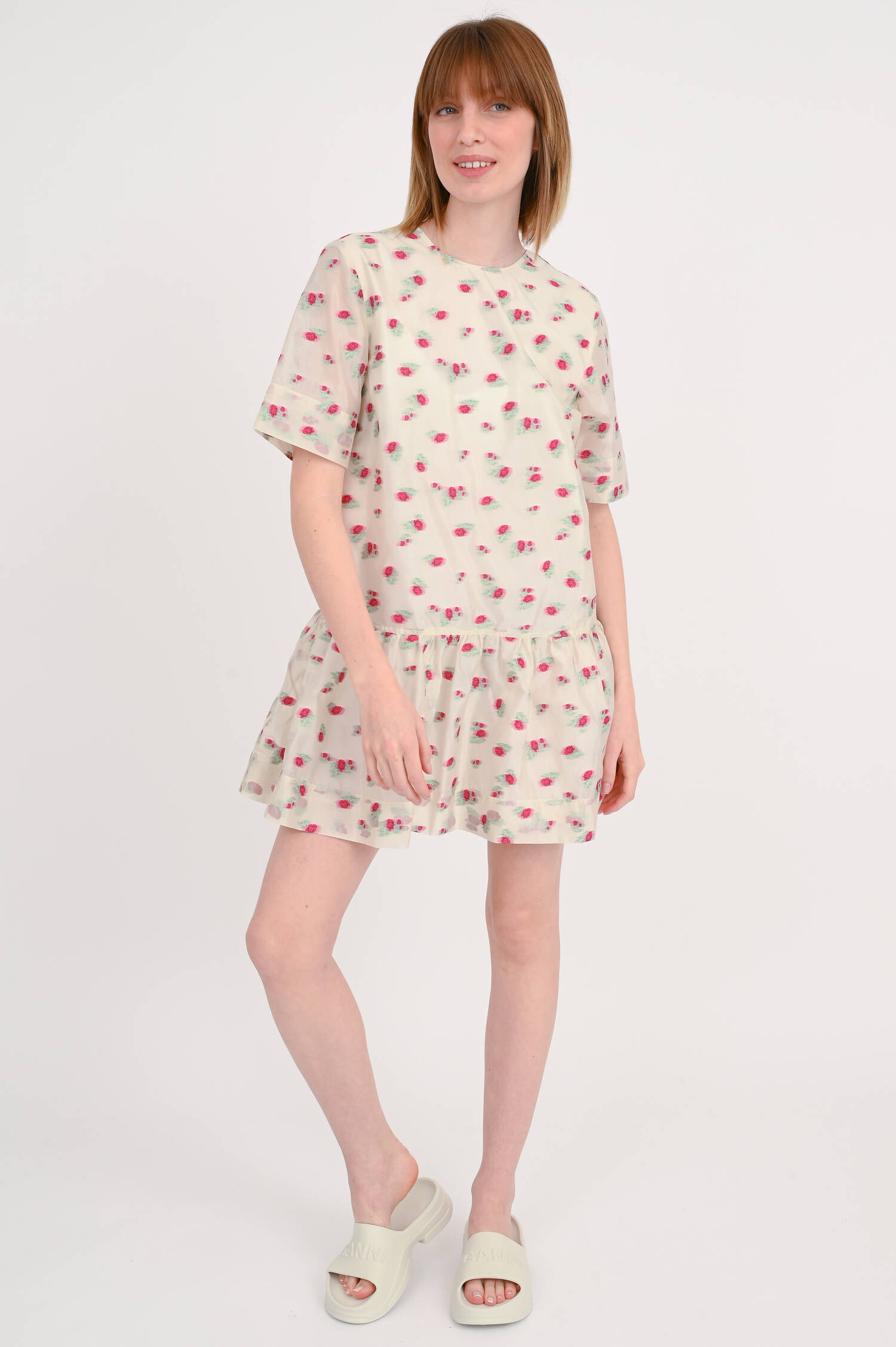 Organza Minikleid mit Rosen in Creme/Pink Organza Minikleid mit Rosen in Creme/Pink