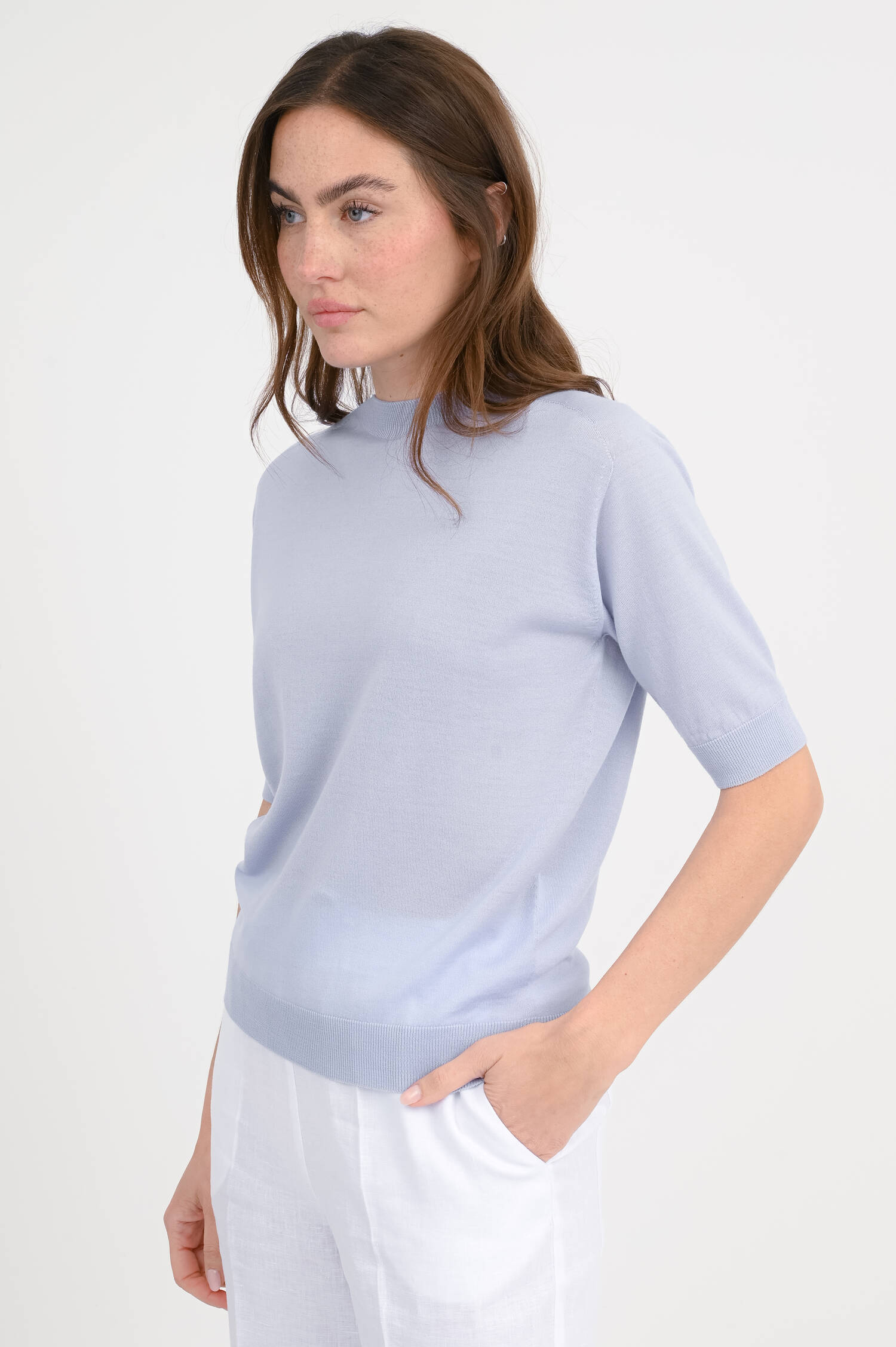 Leichtes Strickshirt in Hellblau