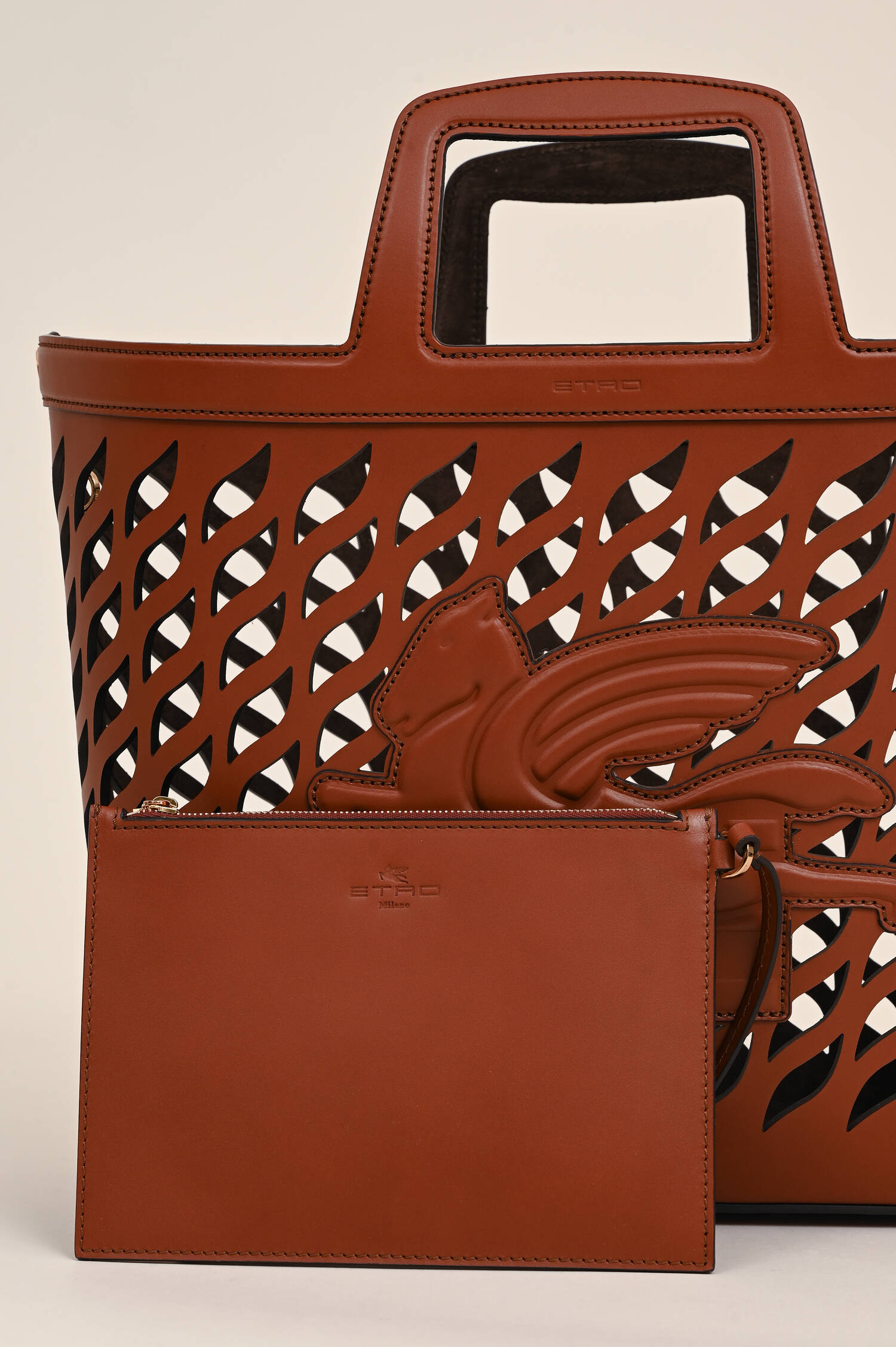 Shoppingtasche aus Leder in Braun