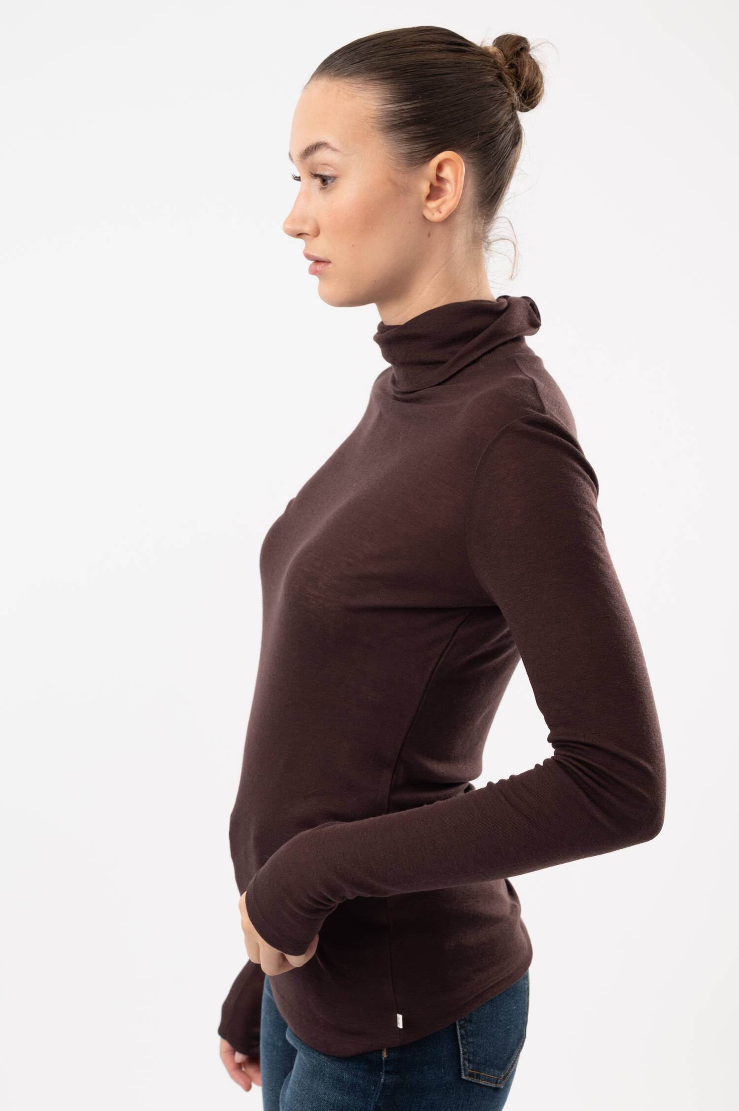 Langarm-Rollkragenshirt in Braun Langarm-Rollkragenshirt in Braun