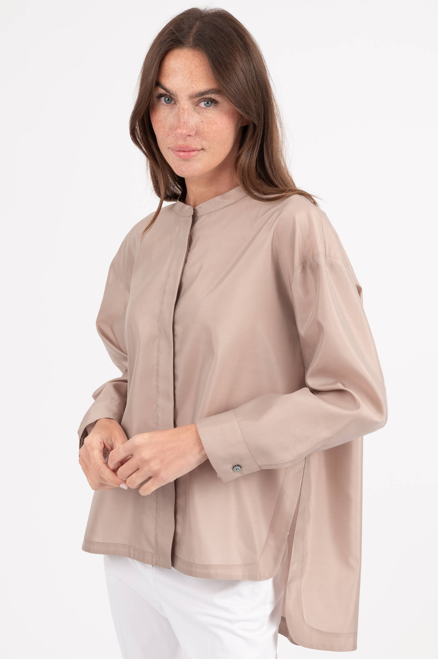 Satin Bluse RACCONTO in Taupe