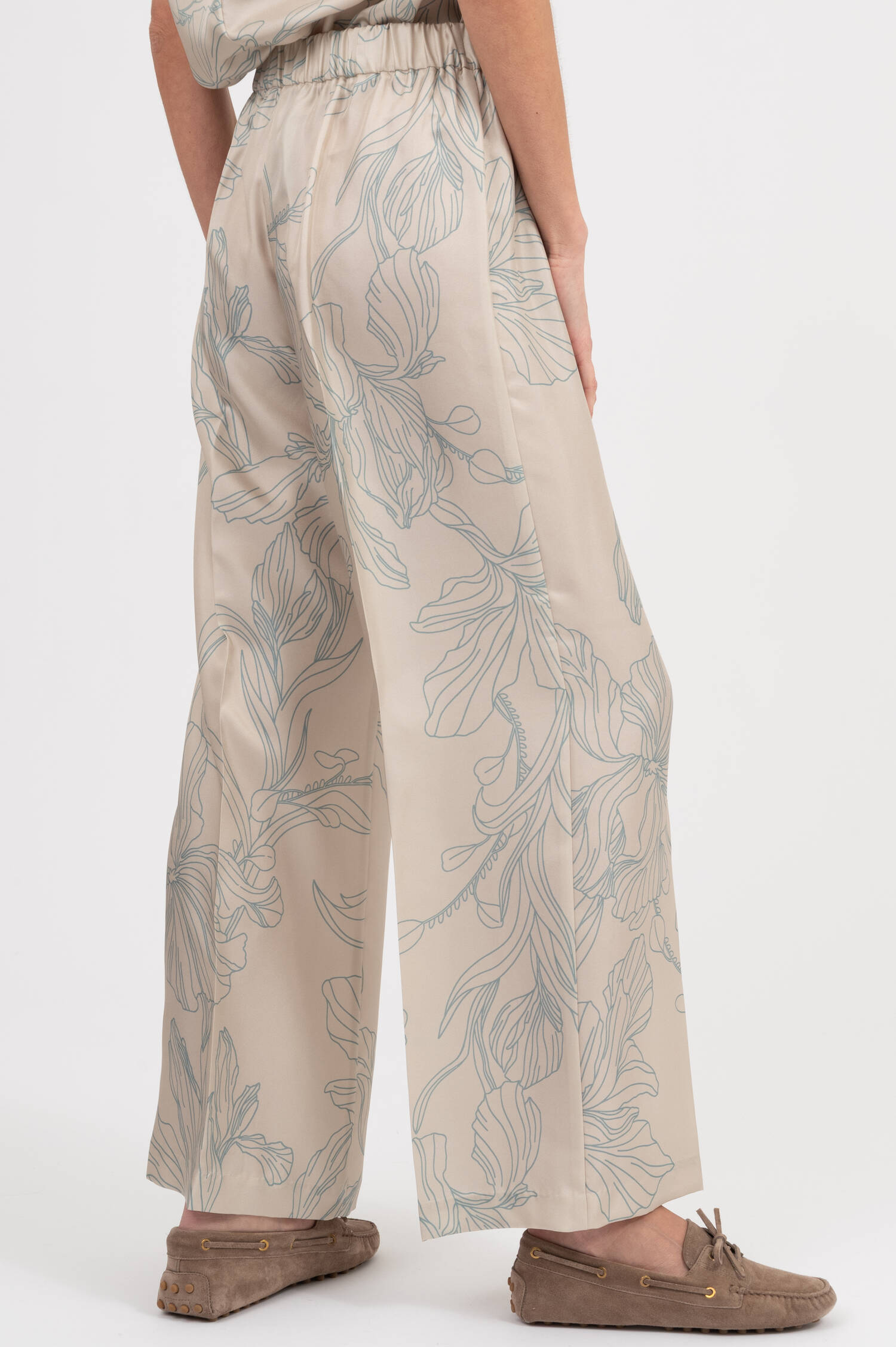 Seidehose mit Print in Creme Seidehose mit Print in Creme