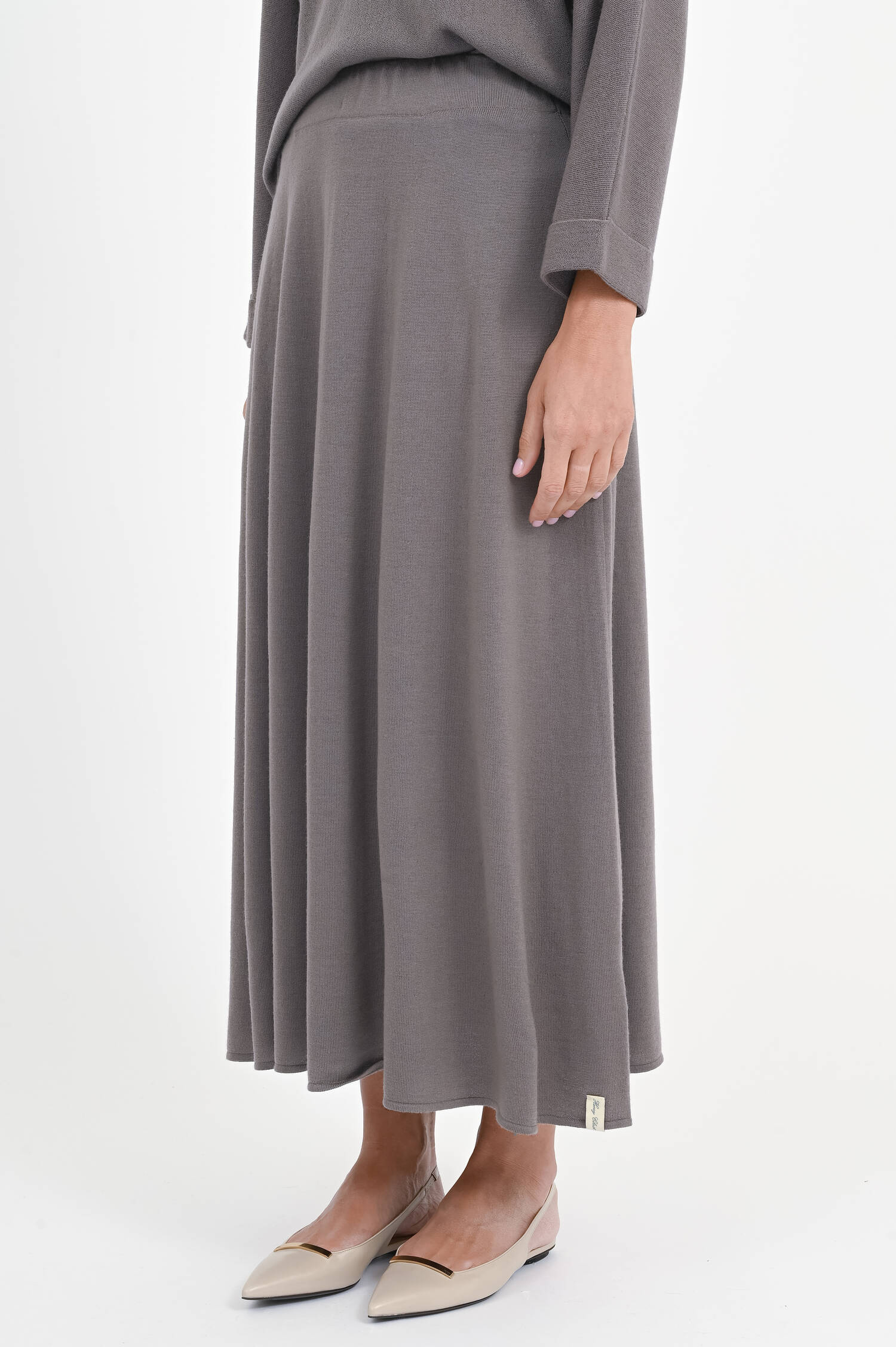 Midi-Rock aus Merinowolle in Nut