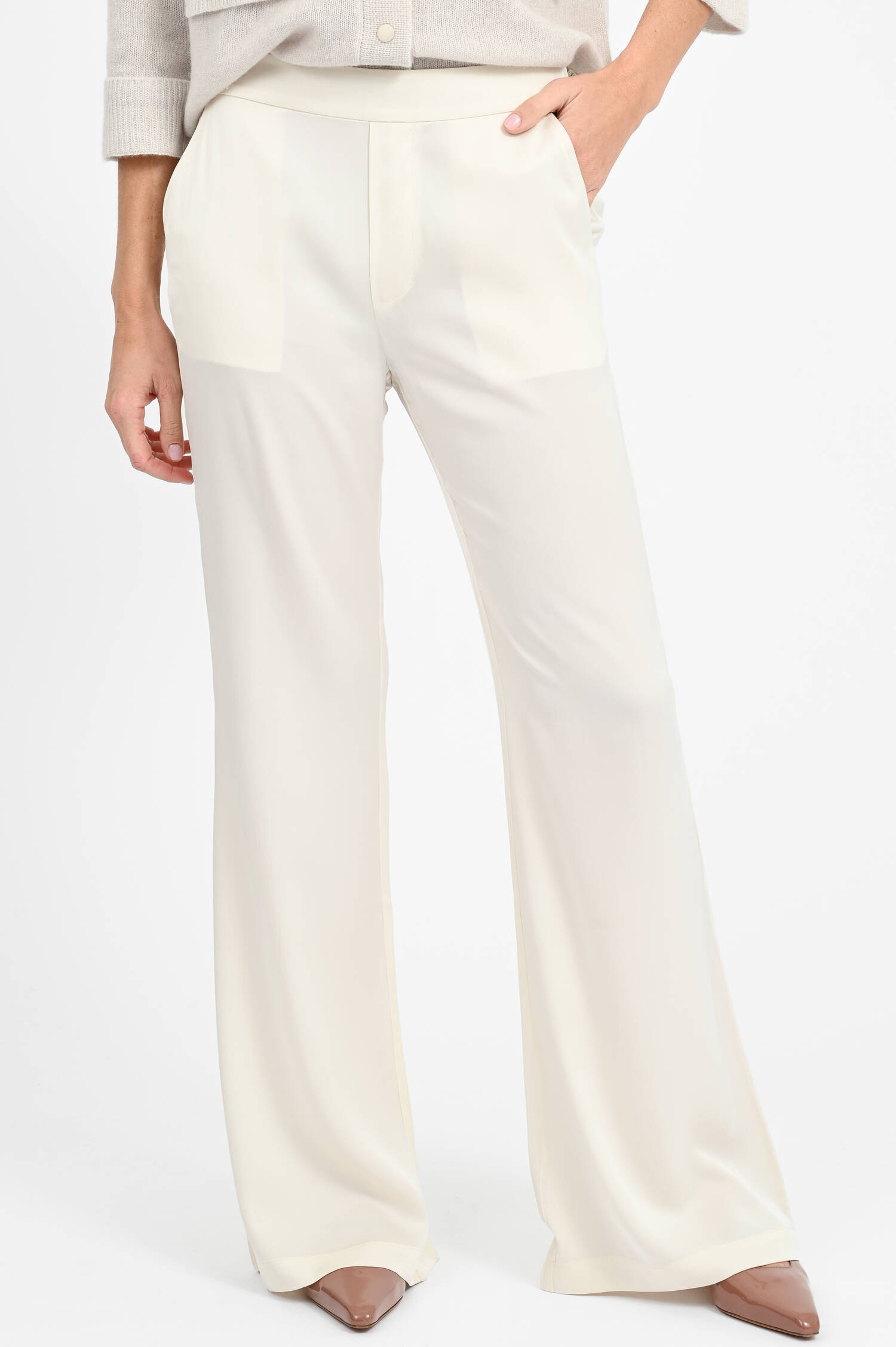 Wide-Leg-Pants aus Seide in Creme Wide-Leg-Pants aus Seide in Creme