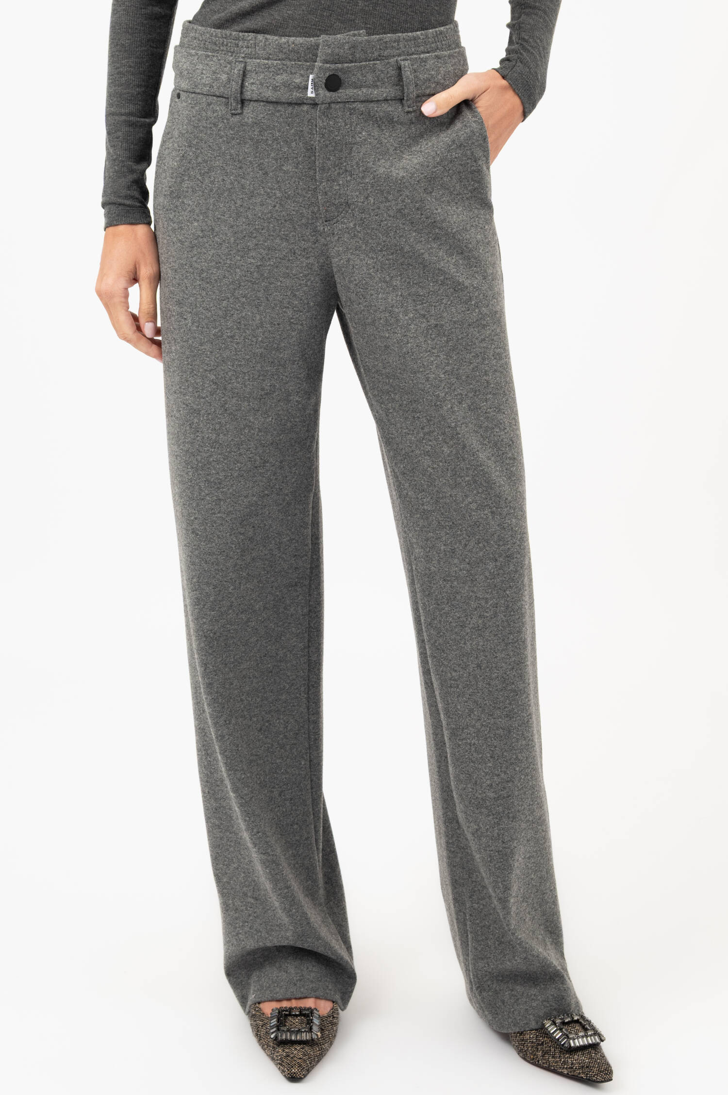 High-Waist-Hose THE SUPER B in Grau meliert