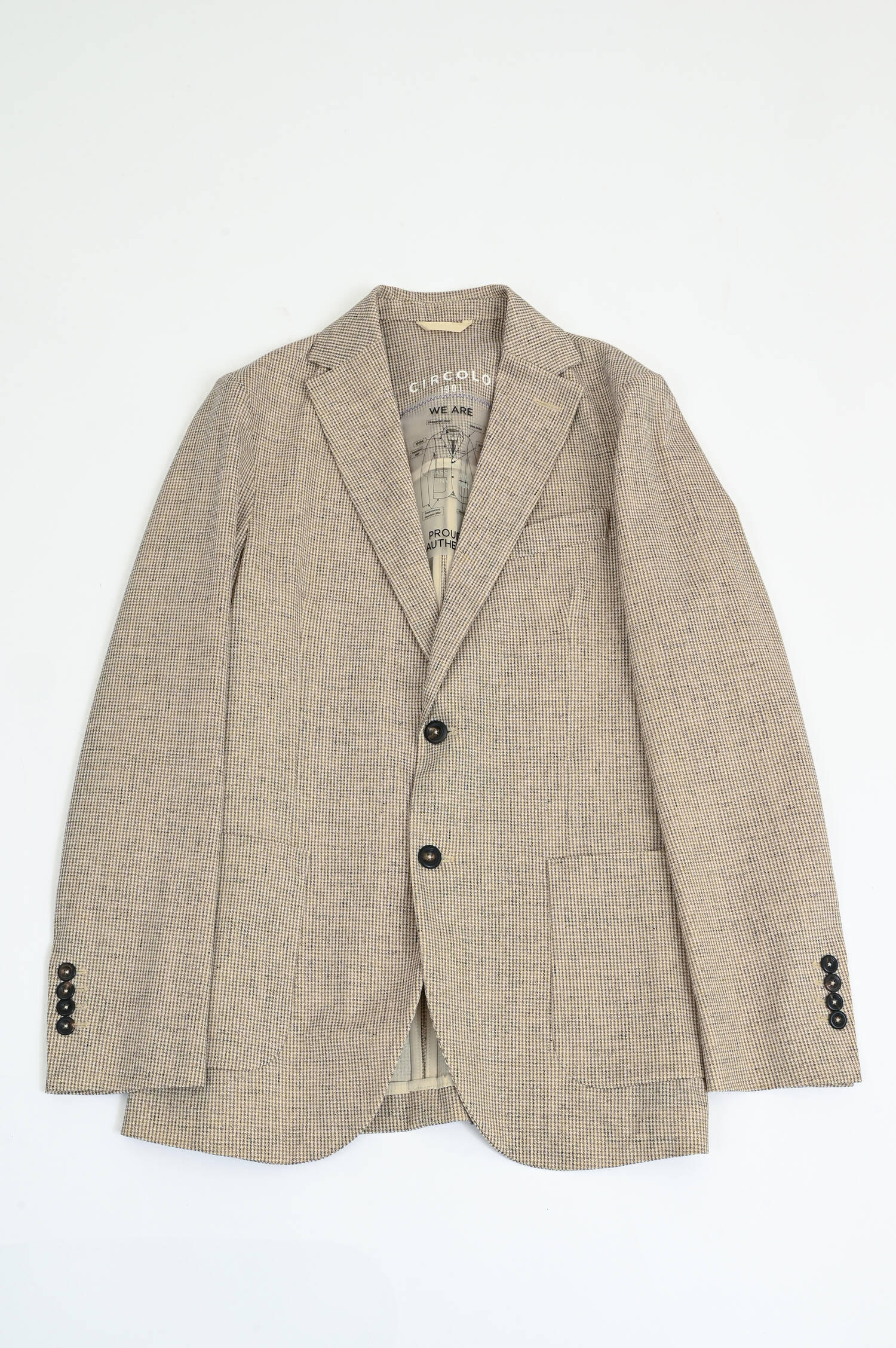 Karriertes Sakko aus Baumwolle in Beige/Taupe