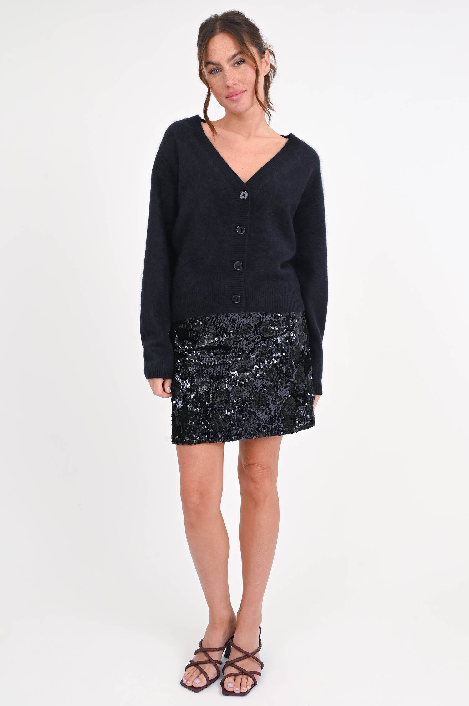  Pailletten-Minirock in Schwarz