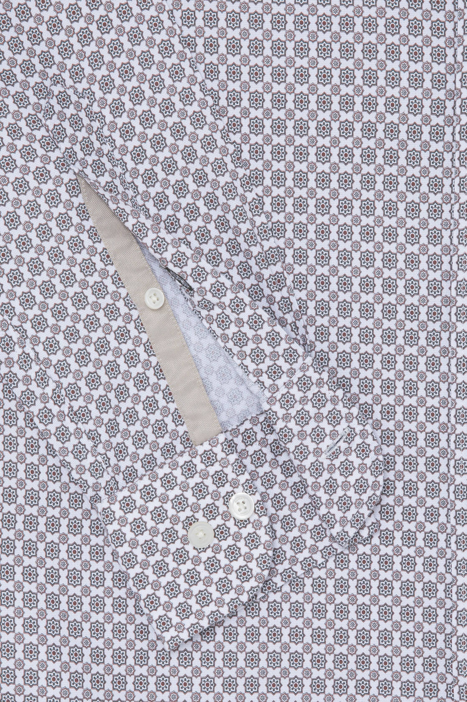 Gemustertes Baumwollhemd in Braun/Weiß