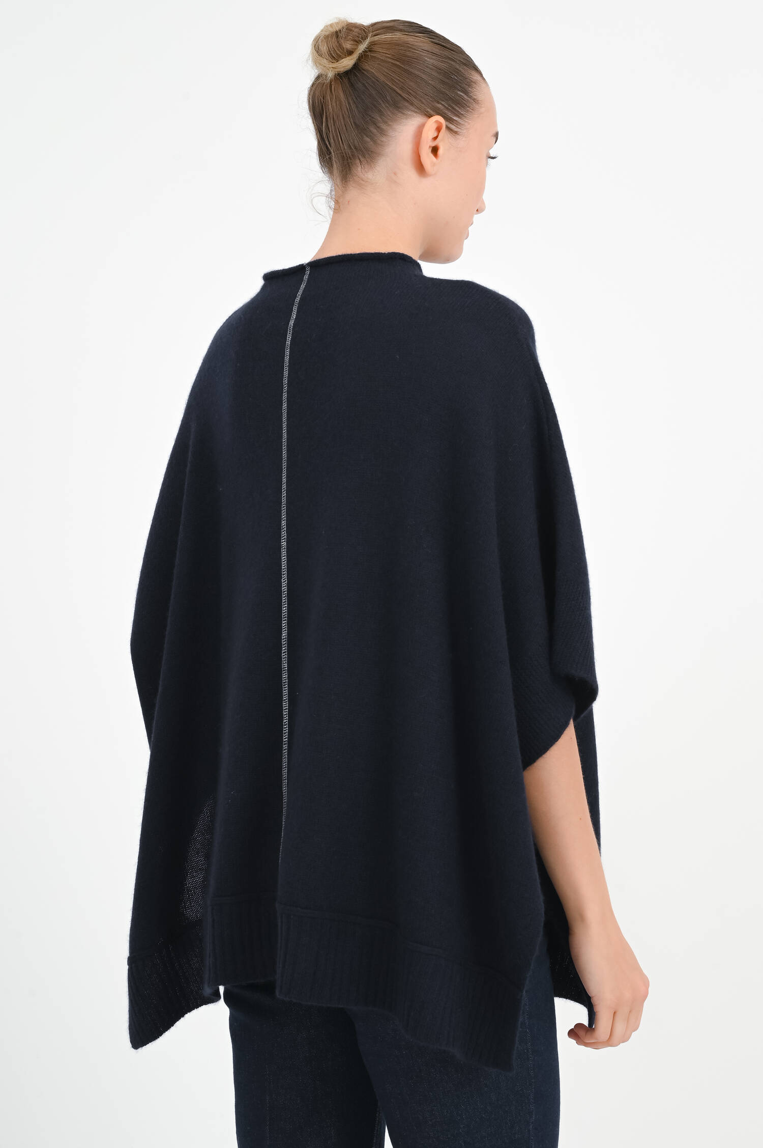 Cashmere Poncho in Navy Cashmere Poncho in Navy