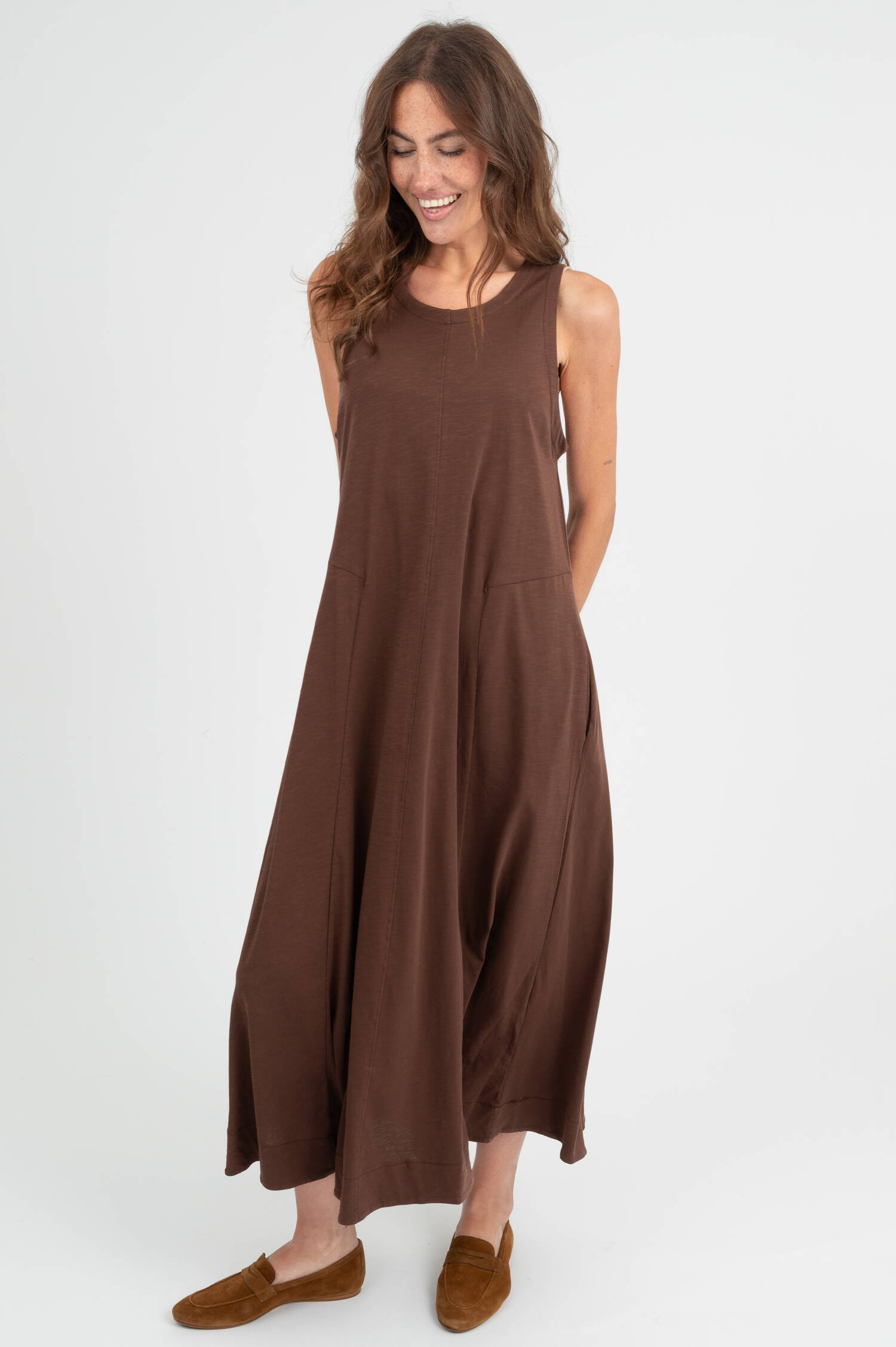 Midi Kleid in Braun meliert