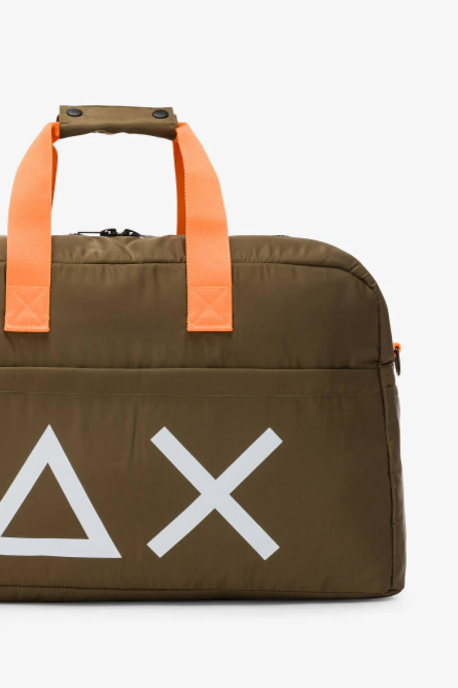 Duffel Bag mit XXL-Logo in Verde Scuro/Orange