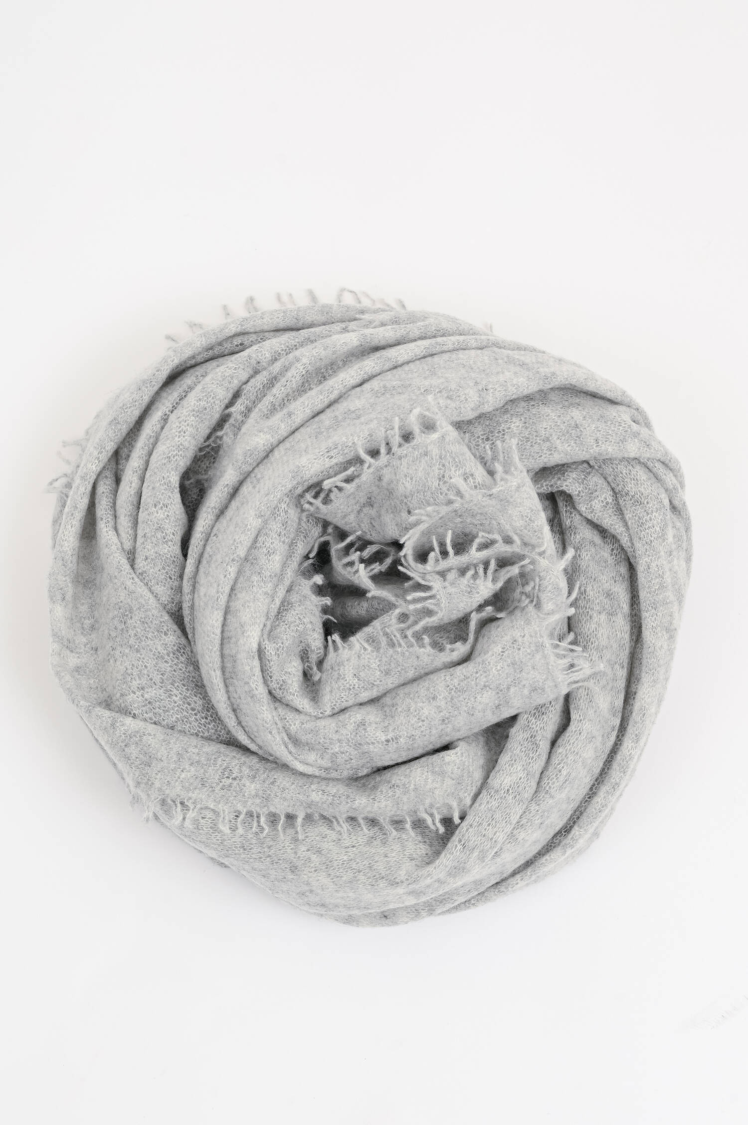 Schal mit Fransenkante aus Cashmere in Hellgrau