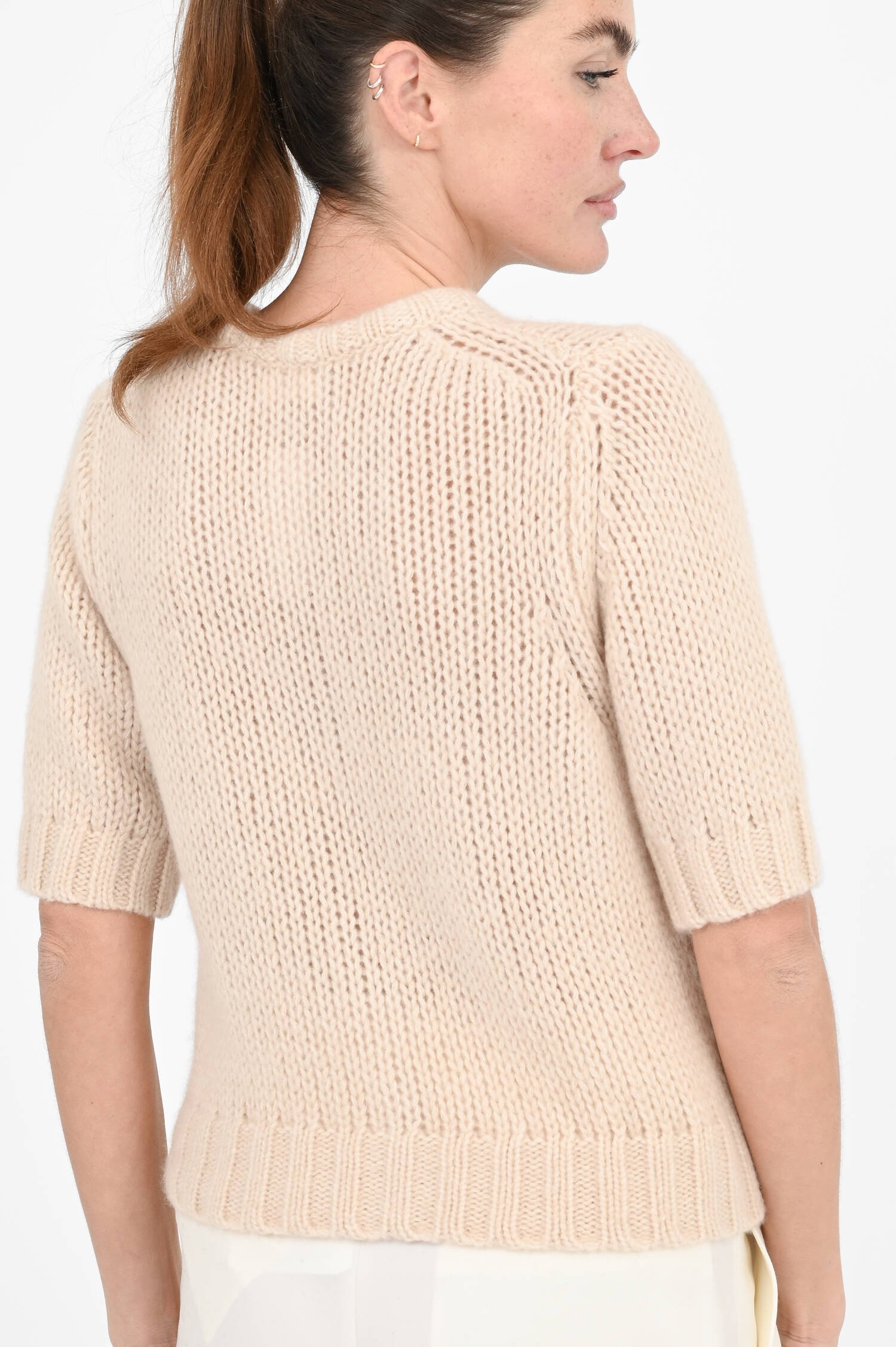 Cashmere-Mix-Strickweste in Beige