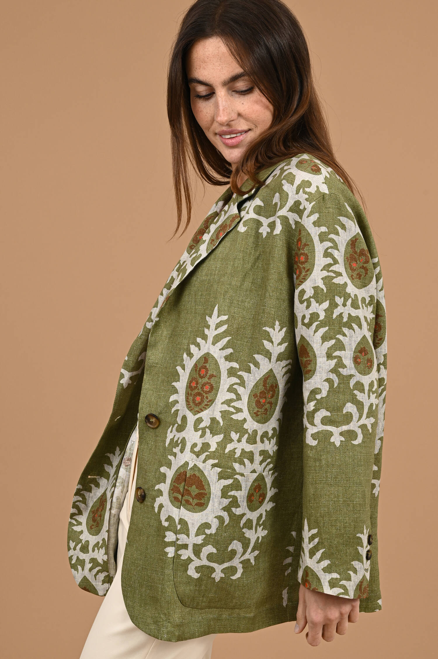 Leinenblazer in Bali Olive