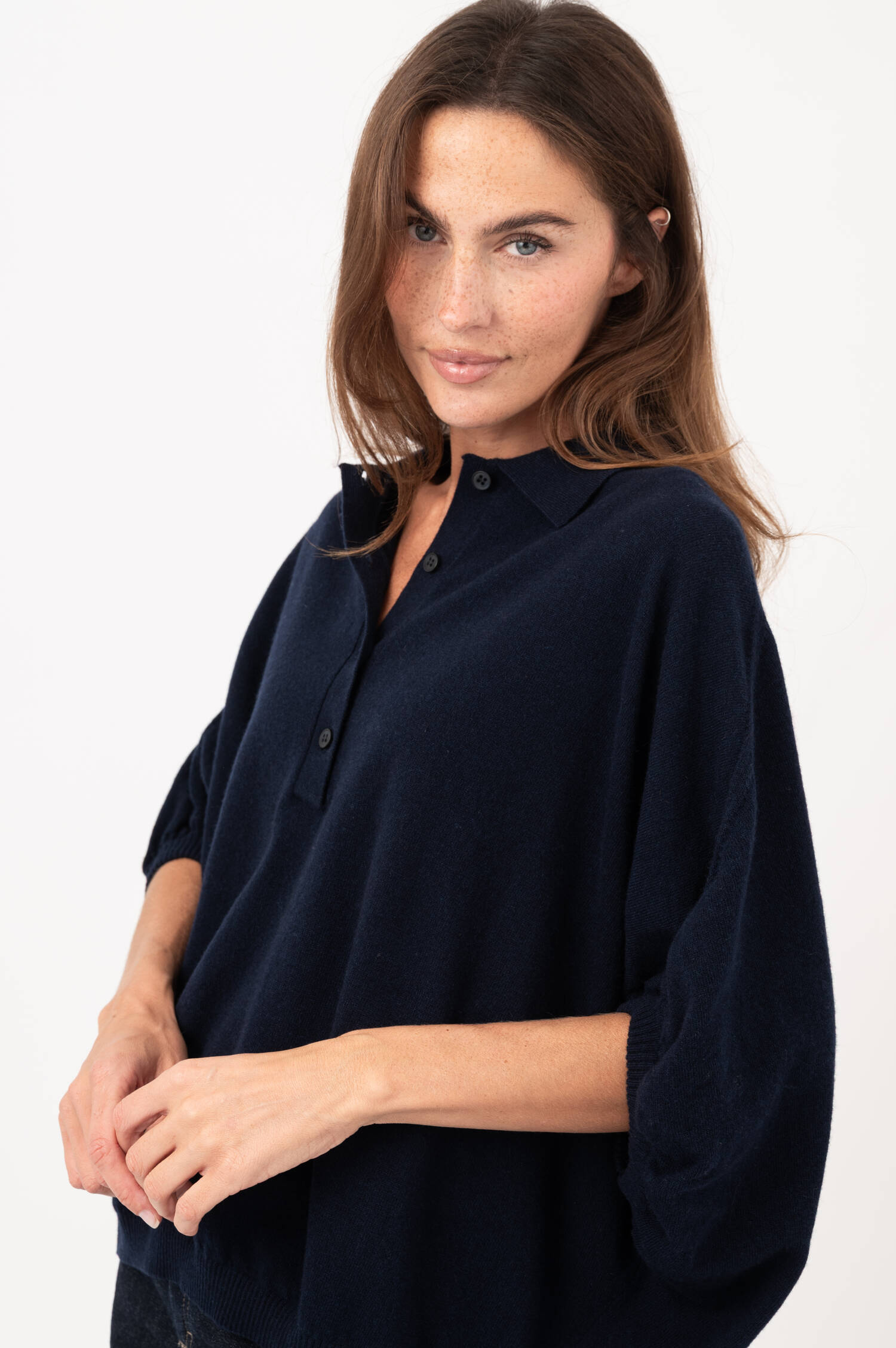 Woll-Cashmere-Polo-Shirt in Navy Woll-Cashmere-Polo-Shirt in Navy