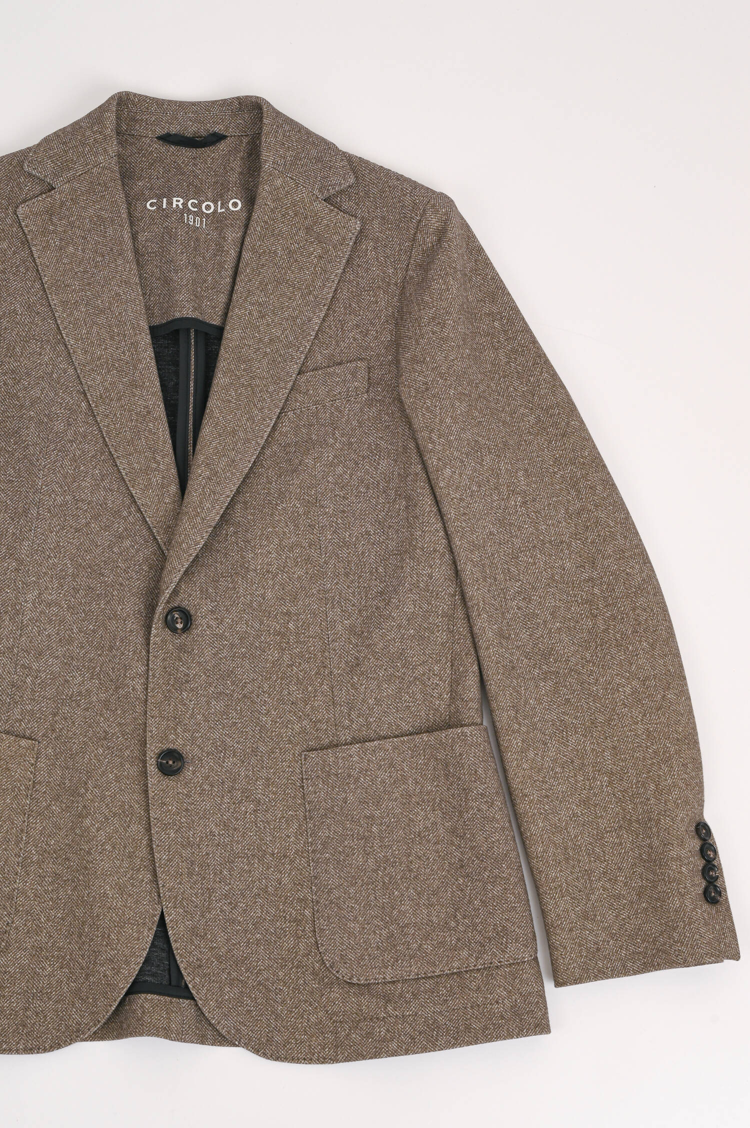 Baumwollsakko mit Fischgrätenmuster in Braun