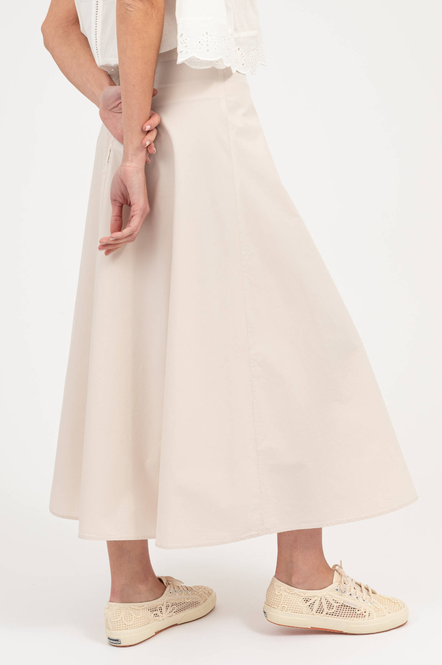 Rock aus Baumwoll-Popeline in Natur