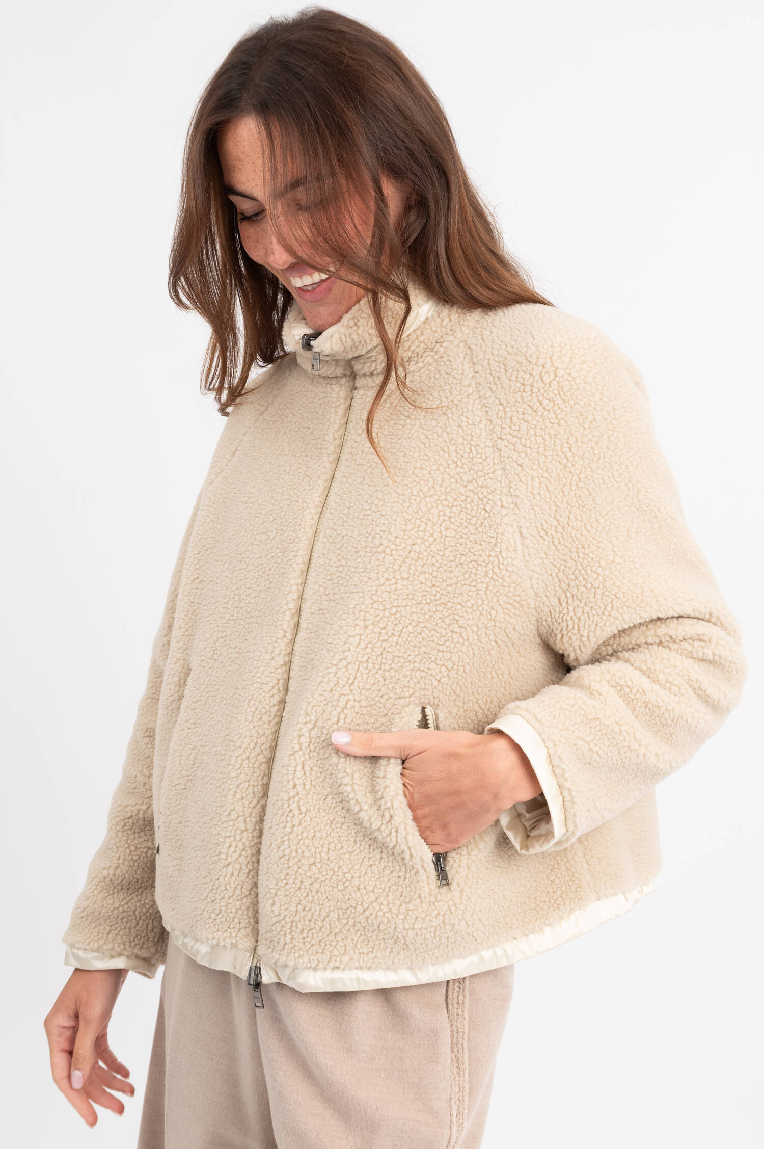 Teddyjacke in Beige