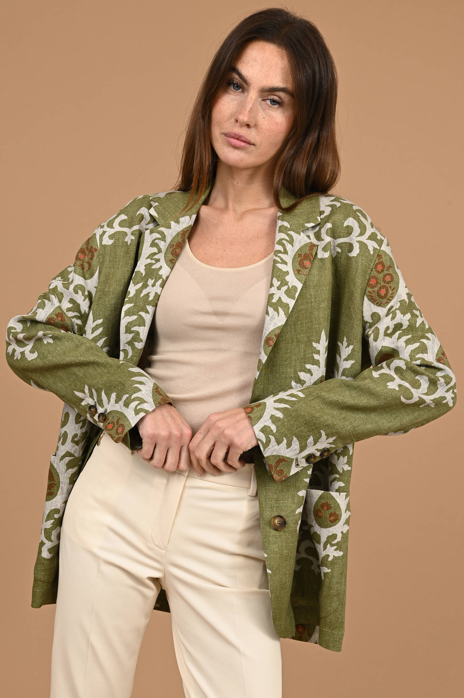 Leinenblazer in Bali Olive