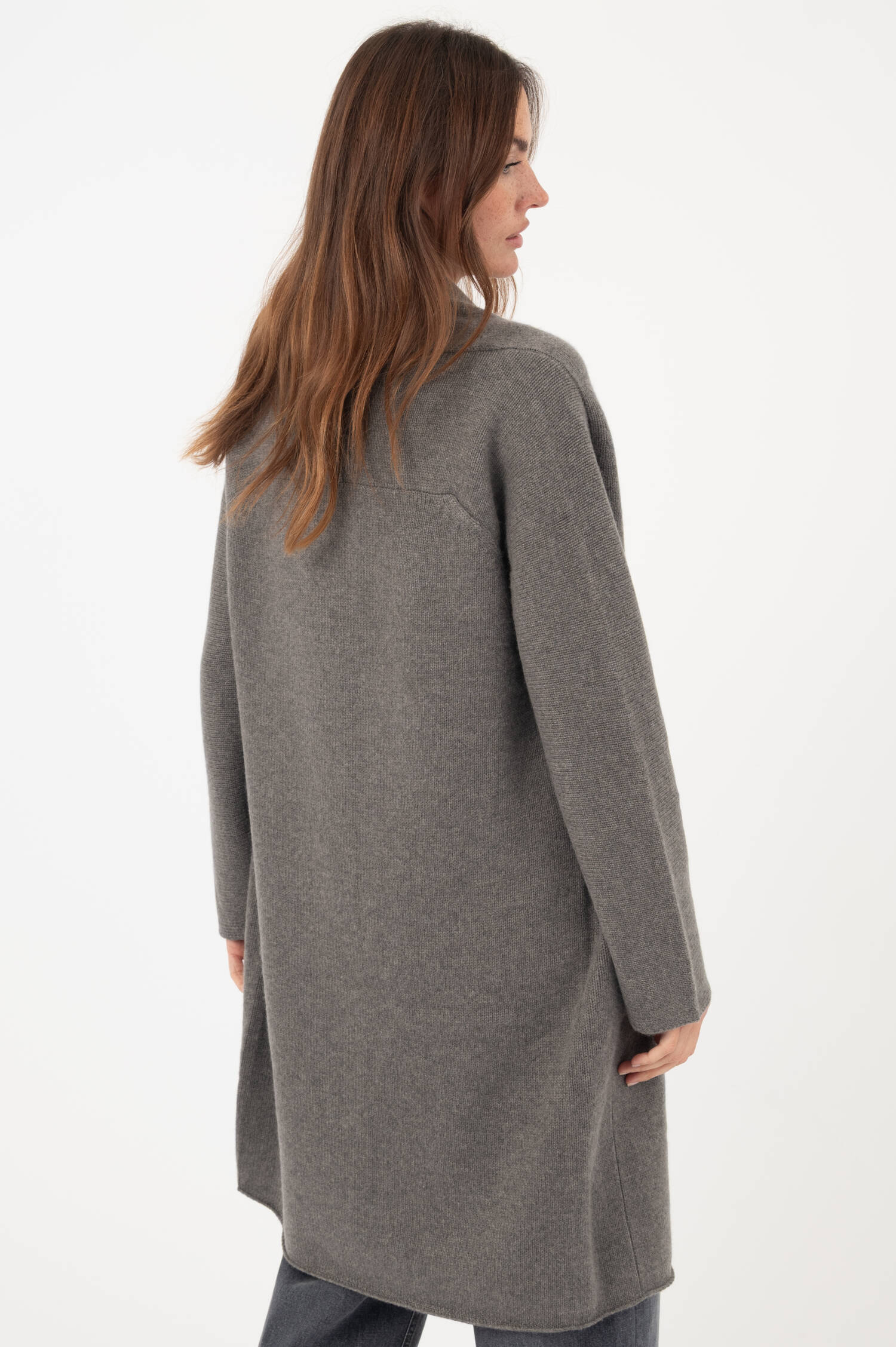 Strick-Cardigan mit Schalkragen in Grau