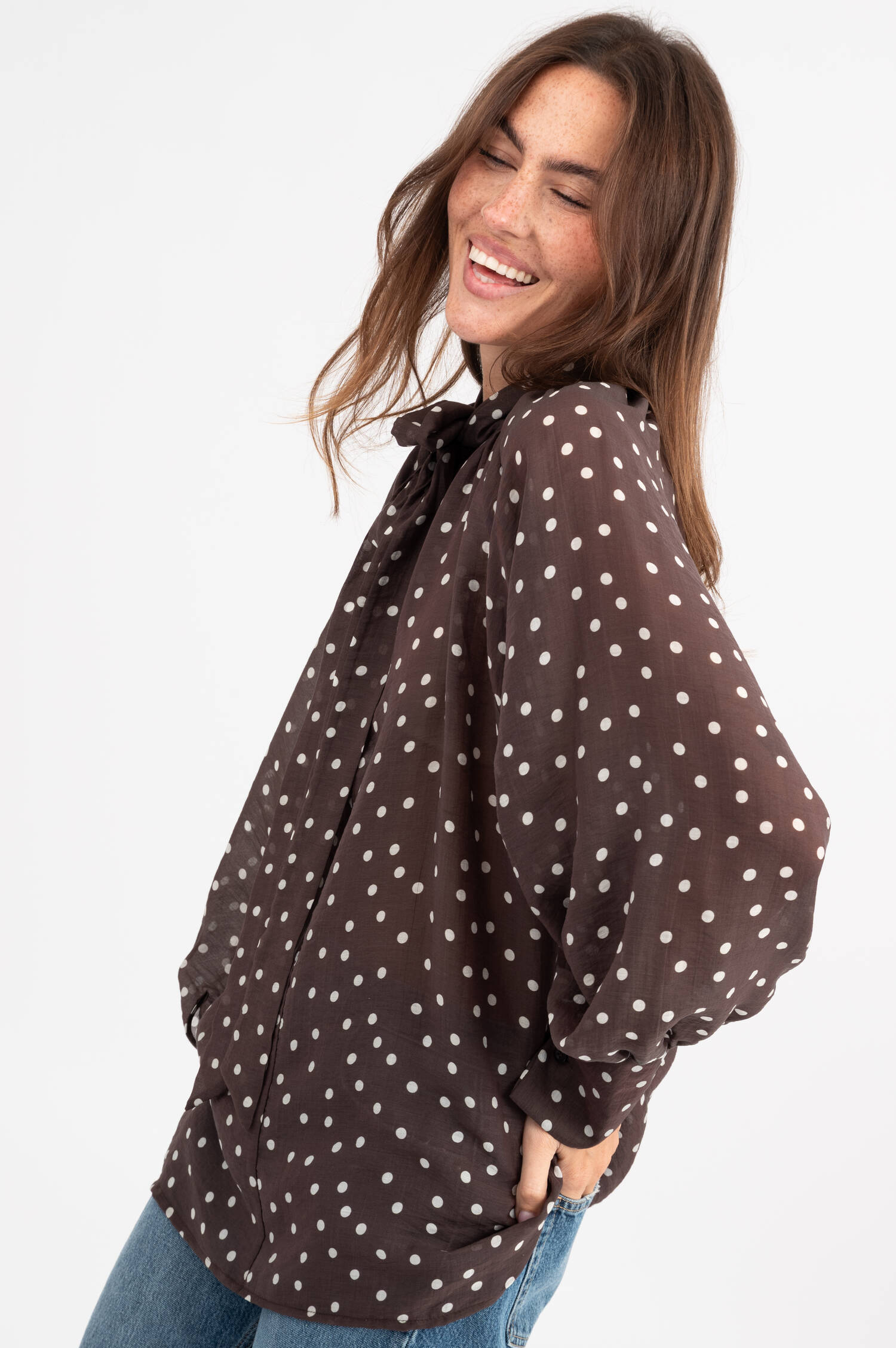 Polkadot Bluse in Braun Polkadot Bluse in Braun