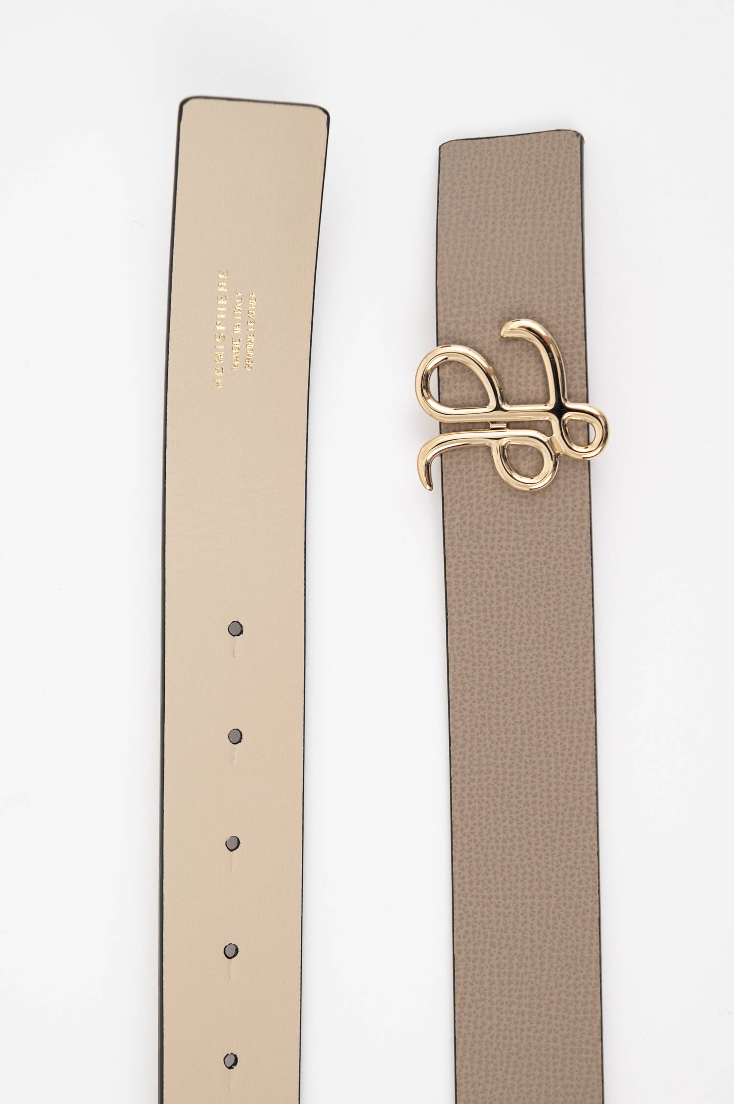 Genarbter-Ledergürtel in Beige