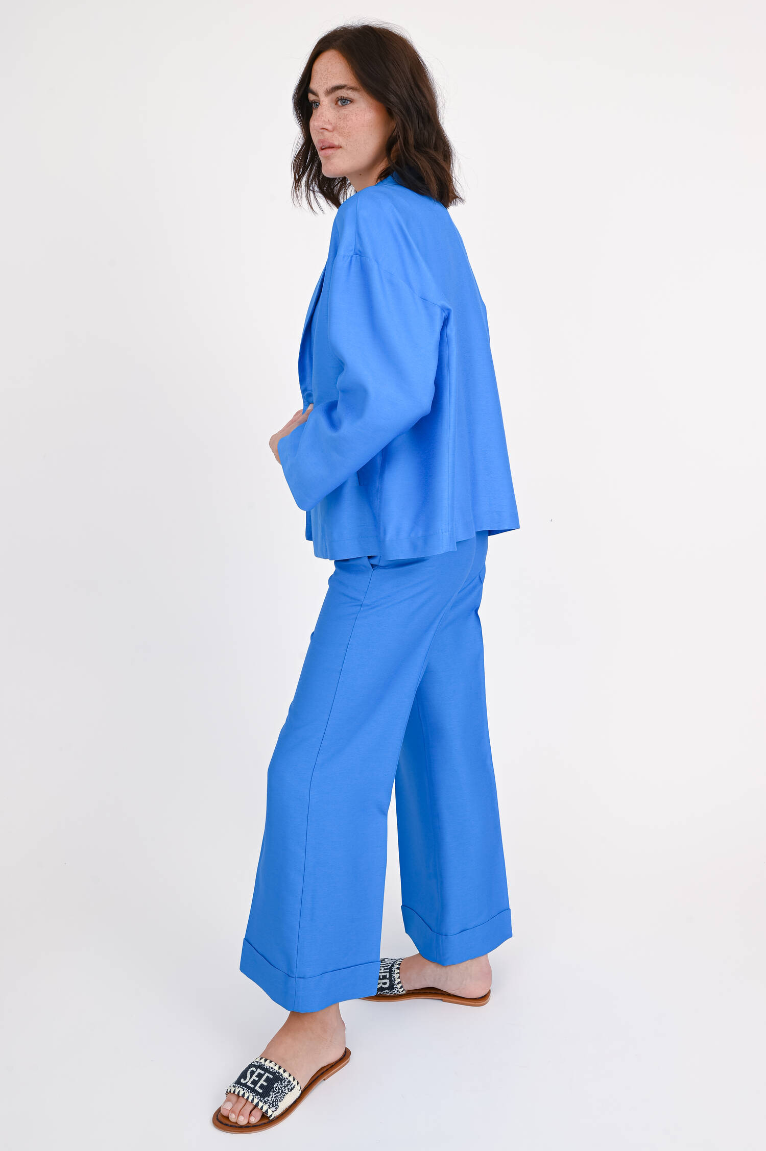 Blazer aus Viskose-Seide-Mix in Bright Blue 