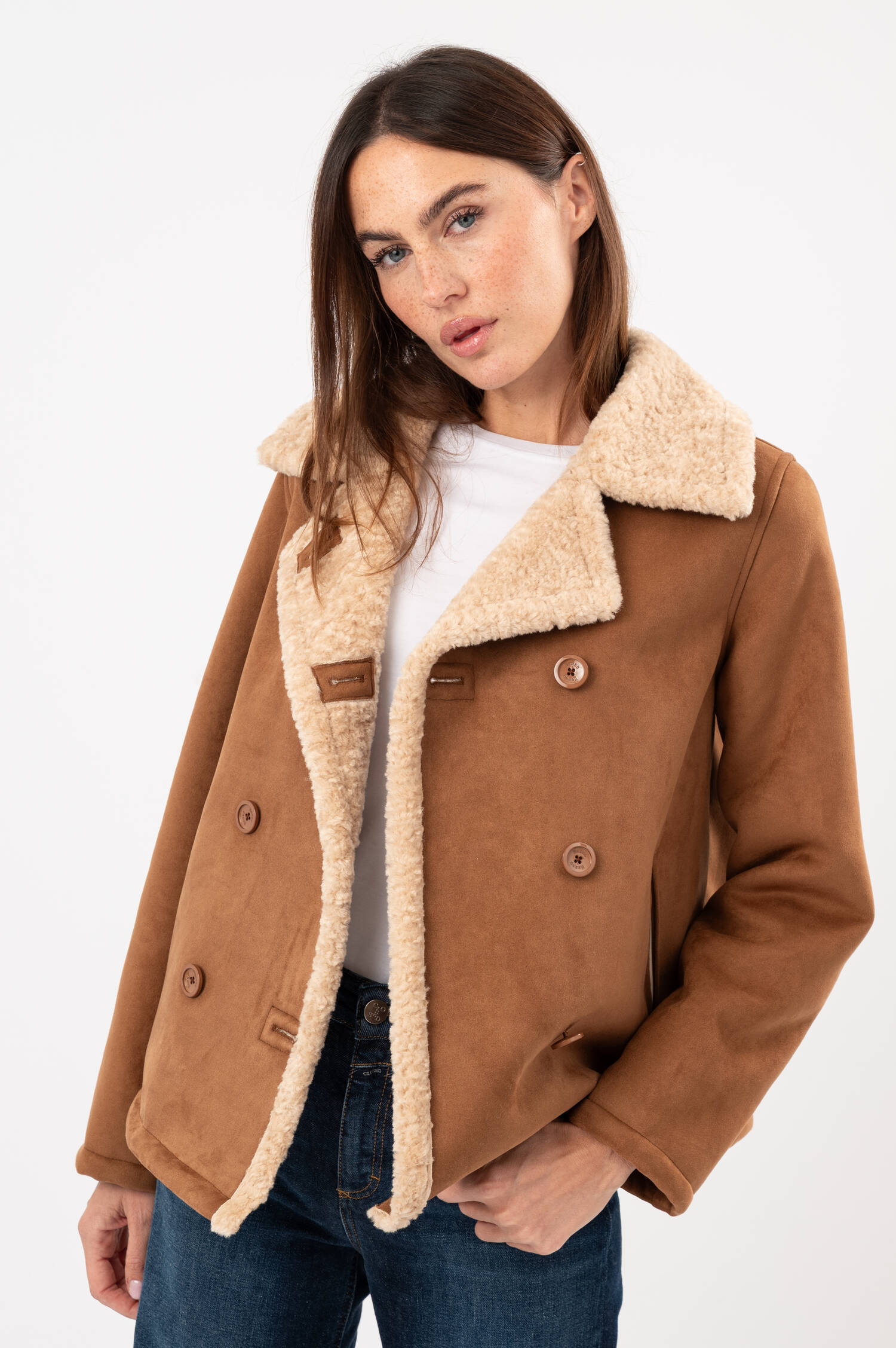 Faux-Fur-Jacke in Braun/Beige Faux-Fur-Jacke in Braun/Beige