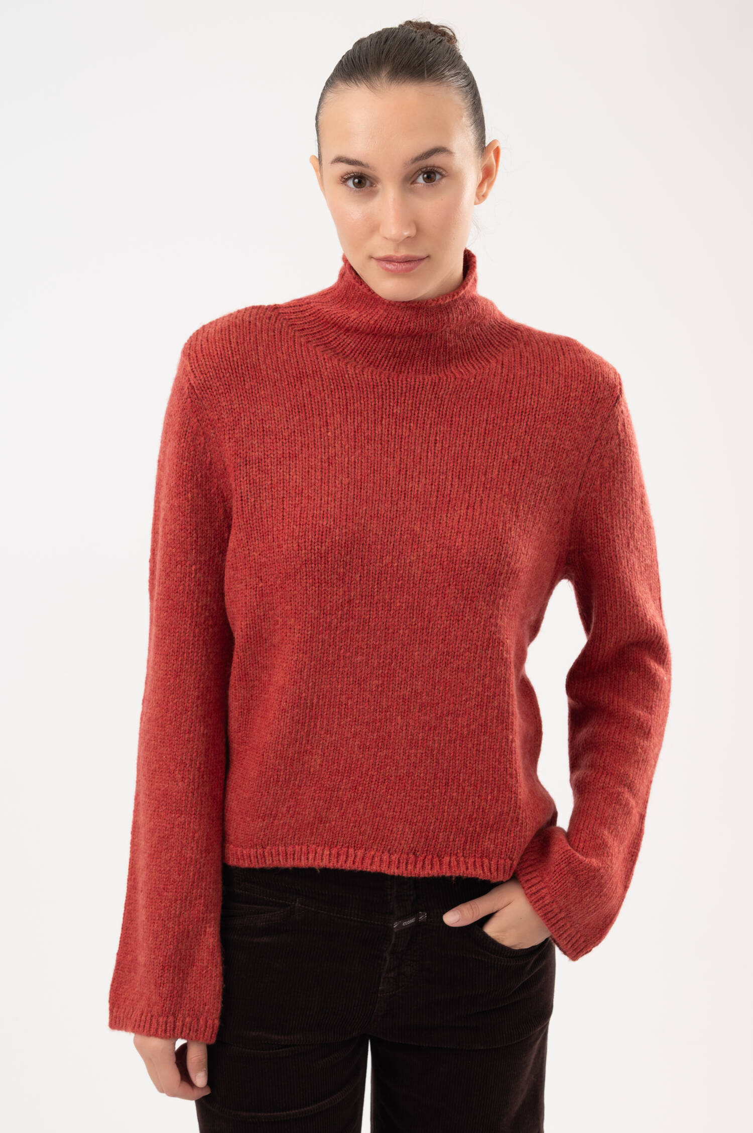 Stehkragen-Pullover KIRA in Orange meliert Stehkragen-Pullover KIRA in Orange meliert