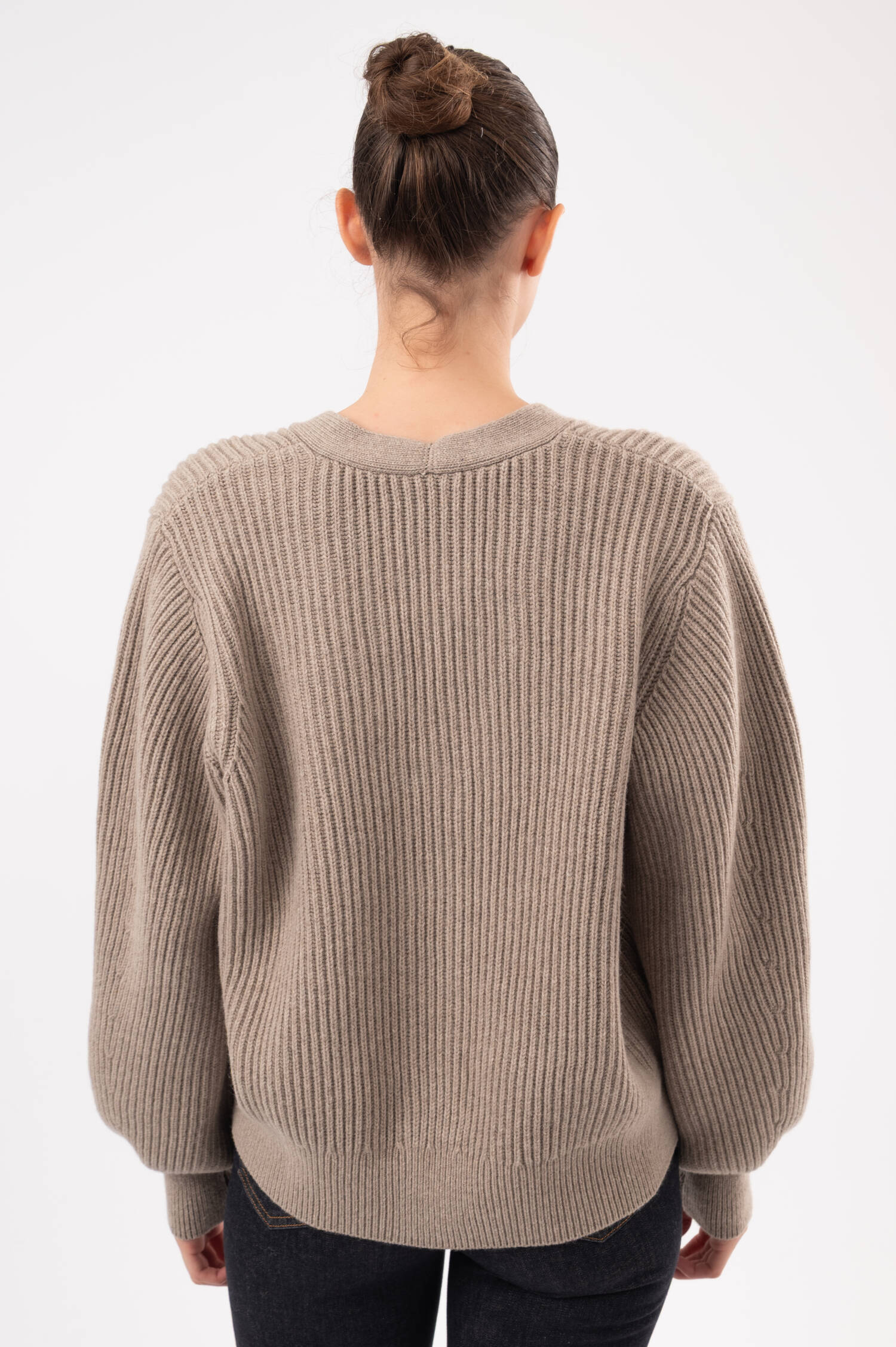 Rippstrick-Jacke aus Wolle in Beige Rippstrick-Jacke aus Wolle in Beige