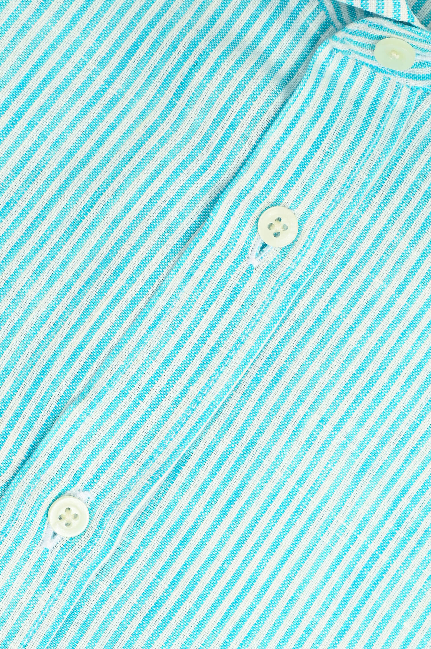  Leinenhemd mit schmalen Streifen in Türkis/Weiß