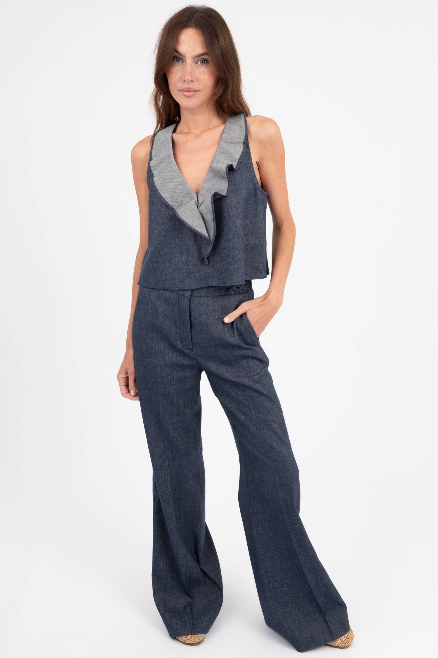 Denim Top in Dunkelblau Denim Top in Dunkelblau