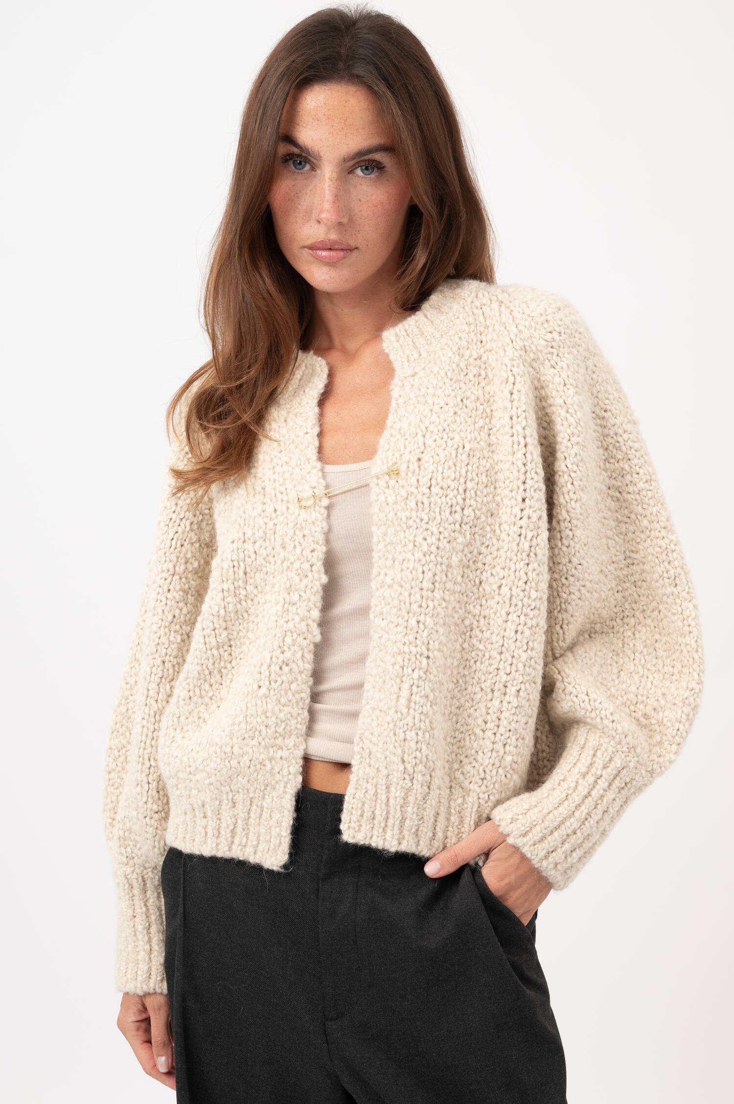 Alpaka-Woll-Cardigan CONNIE in Beige